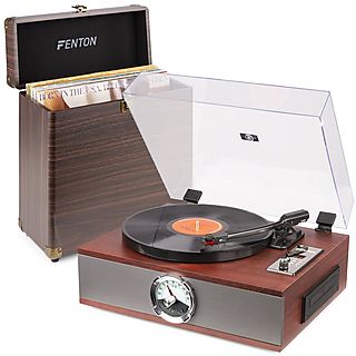 FENTON Platenspeler Bluetooth - RP180 - met radio, CD speler en platenkoffer Platenspeler Bruin
