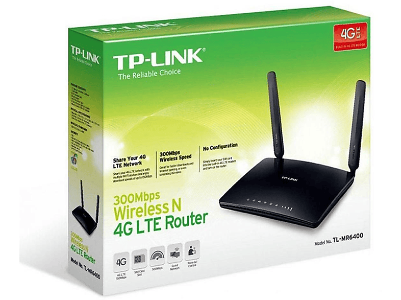 TP-LINK MR6400 V7 4G LTE N300 300Mb/s 3xLAN 1xLAN/WAN 1xMicroSIM