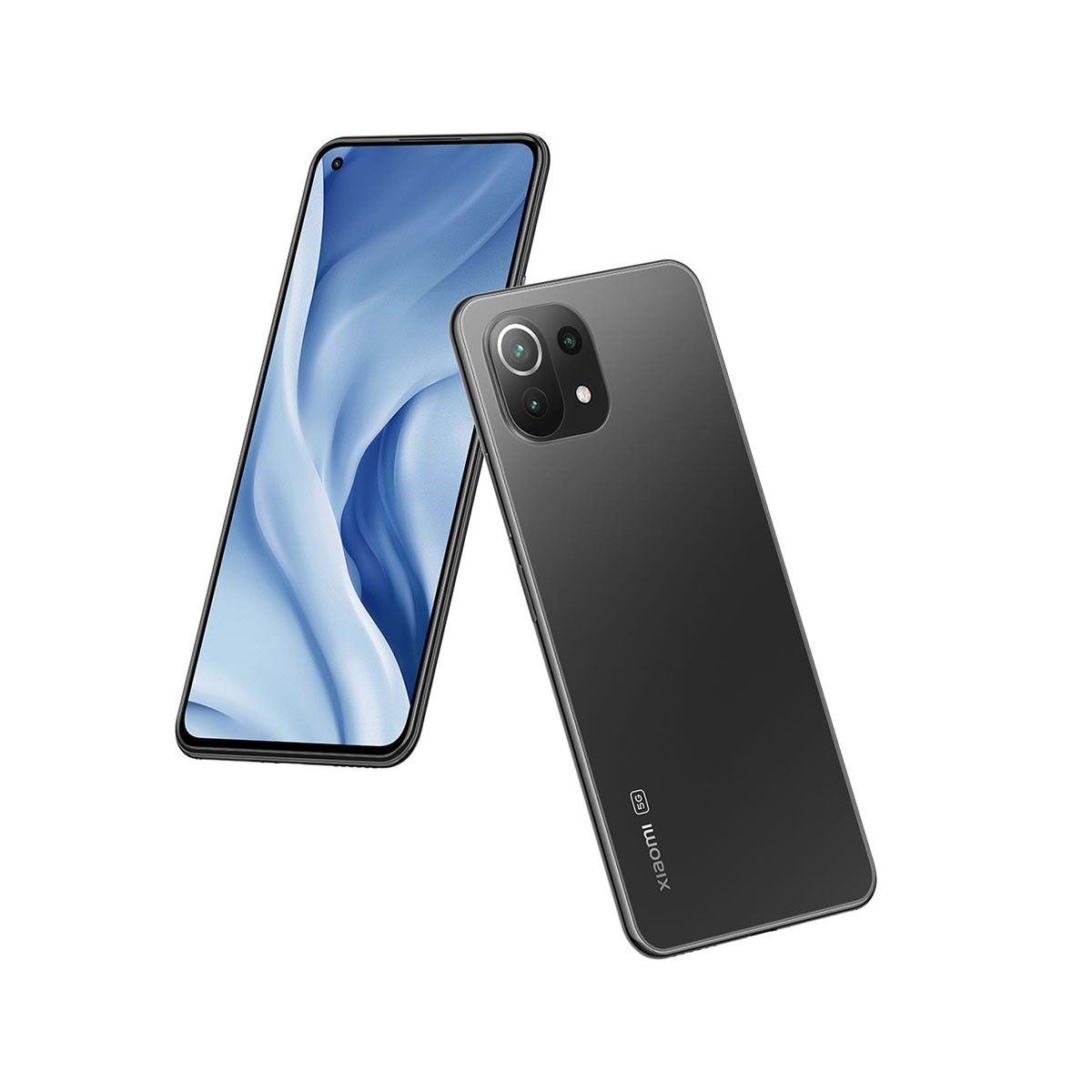 Dwa czarne smartfony, jeden pochylony, aby pokazać ekran, drugi na plecach.