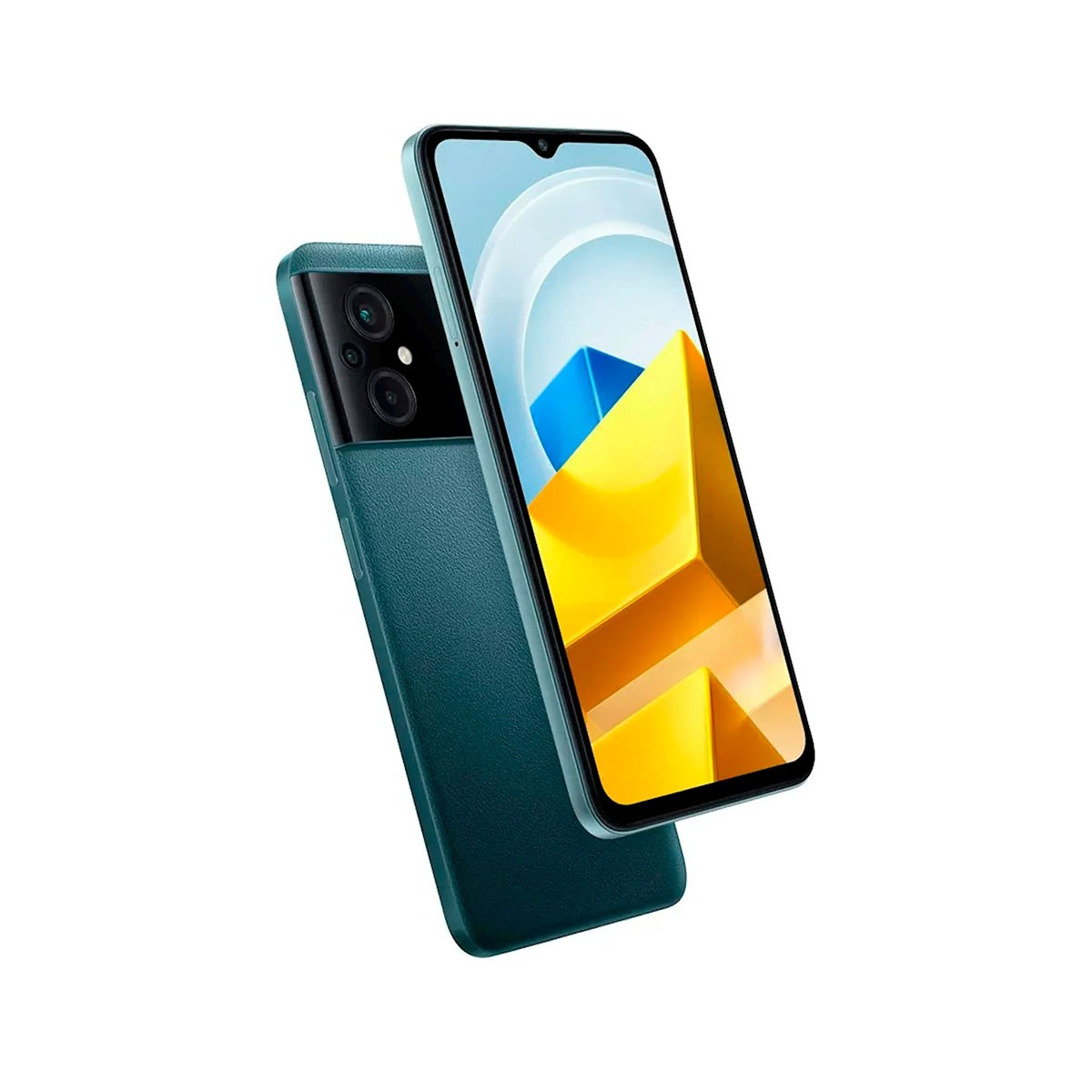 Zwei grüne Smartphones, eines mit farbenfroher Oberfläche, das andere mit Kameramodul.