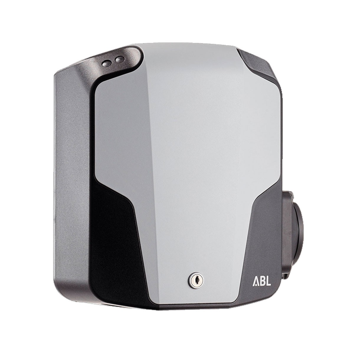 Ein schwarzer und grauer automatischer Toröffner mit dem ABL-Logo.