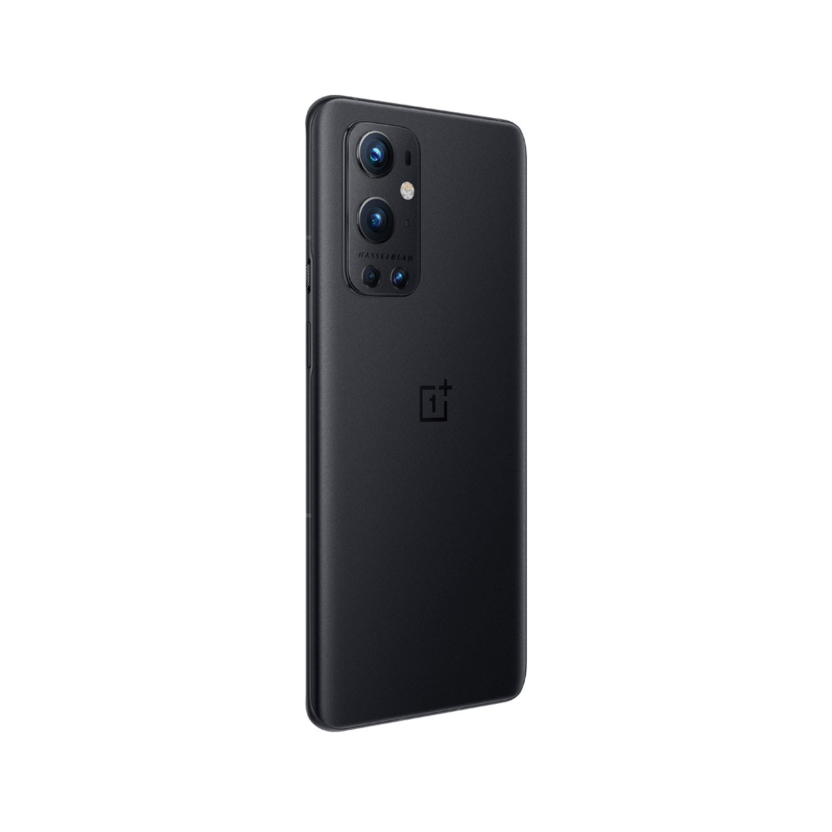 Black phone with a triple camera setup and a OnePlus logo on the back.  White background.