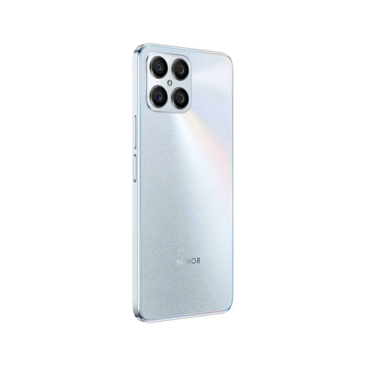 Die Rückseite eines hellblauen Honor-Smartphones, mit Kameralinsen und Honor-Logo.