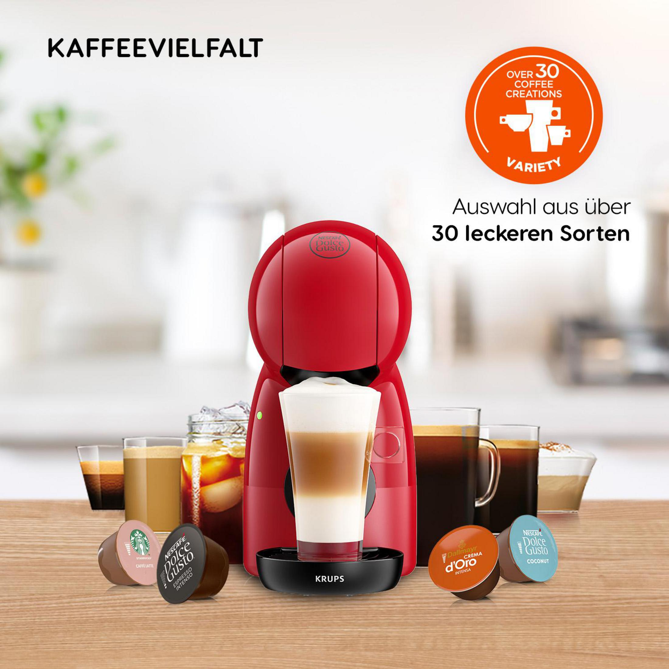 Cafetera de cápsulas KRUPS Piccolo XS, 15 bar, 1500 W, Rojo