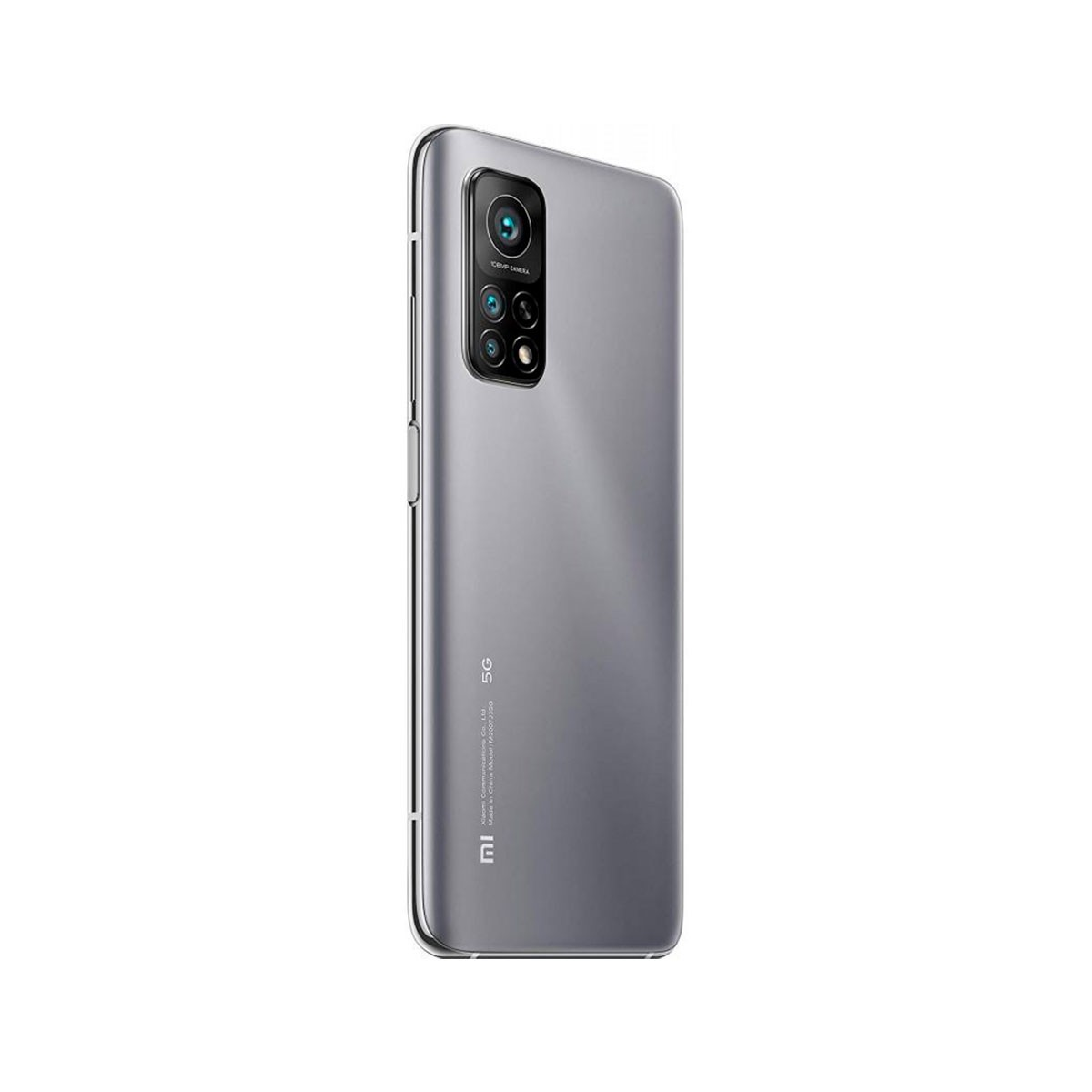 Szary telefon Xiaomi z modułem aparatu. Tył wyświetla logo 5G.