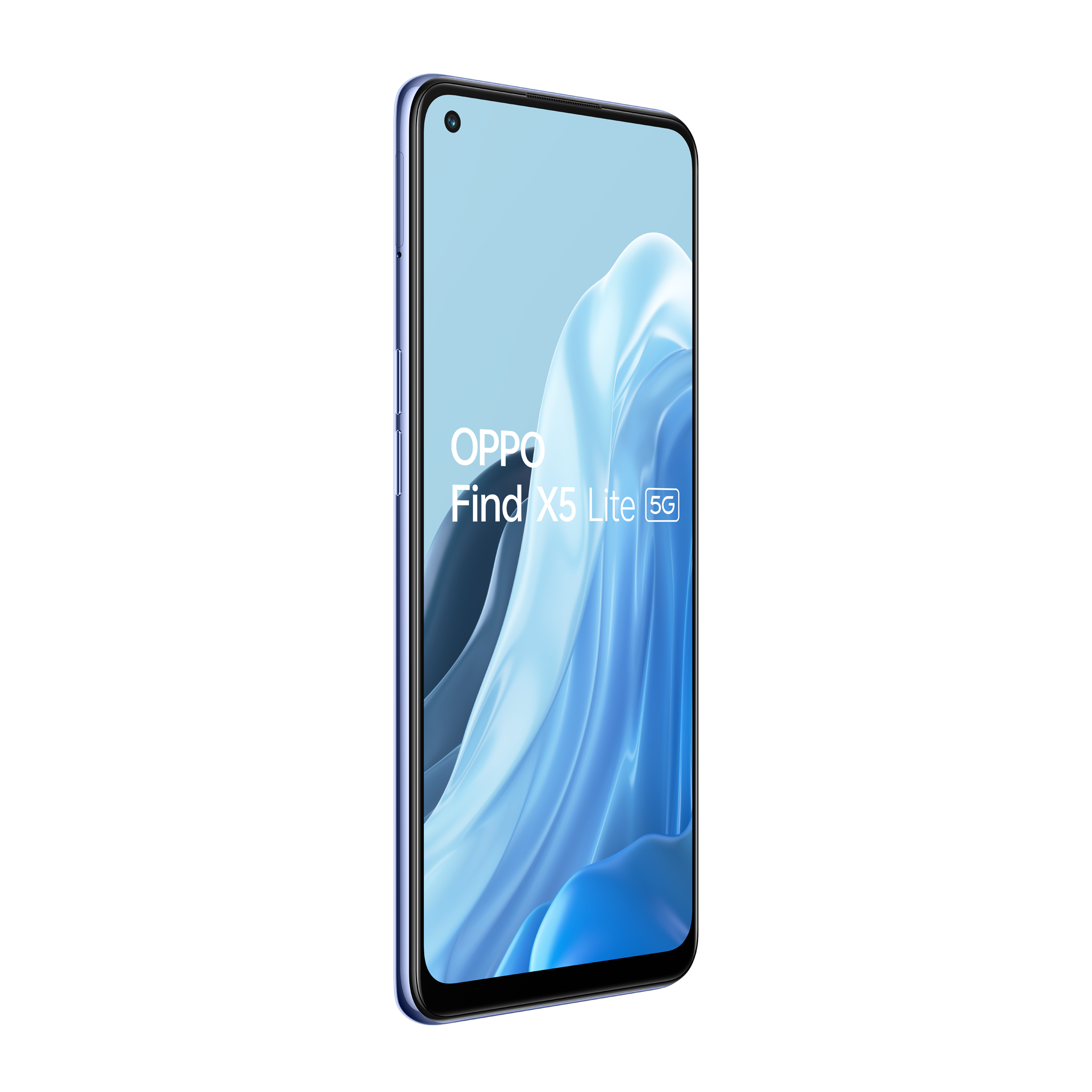 Un teléfono Oppo con una pantalla que muestra el nombre y el logotipo del teléfono. Fondo negro.