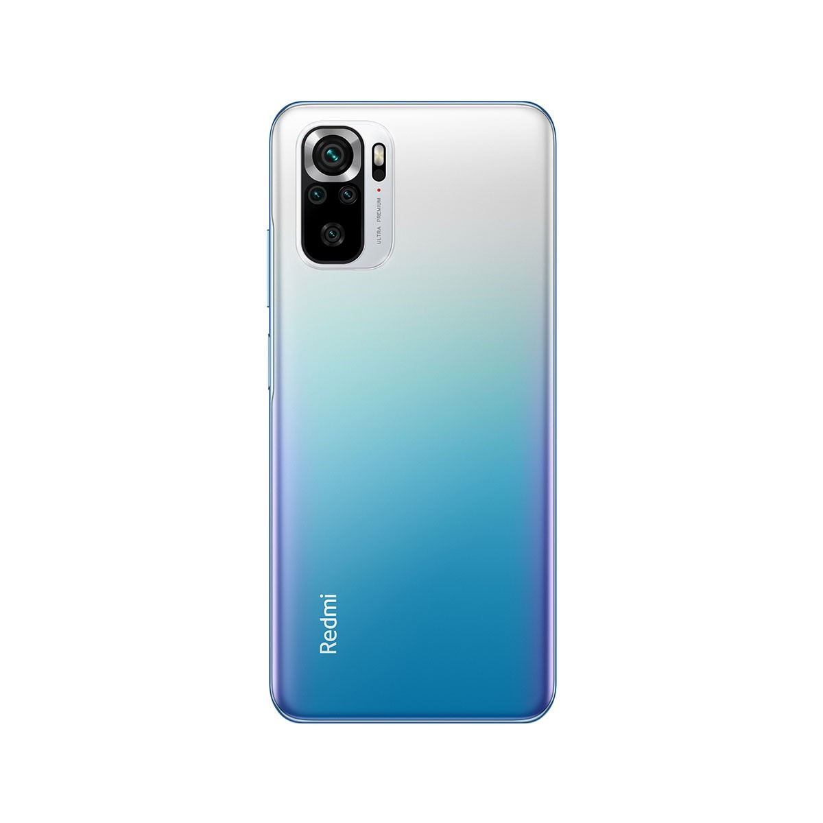 Niebieski gradient z tyłu telefonu Redmi z aparatem.