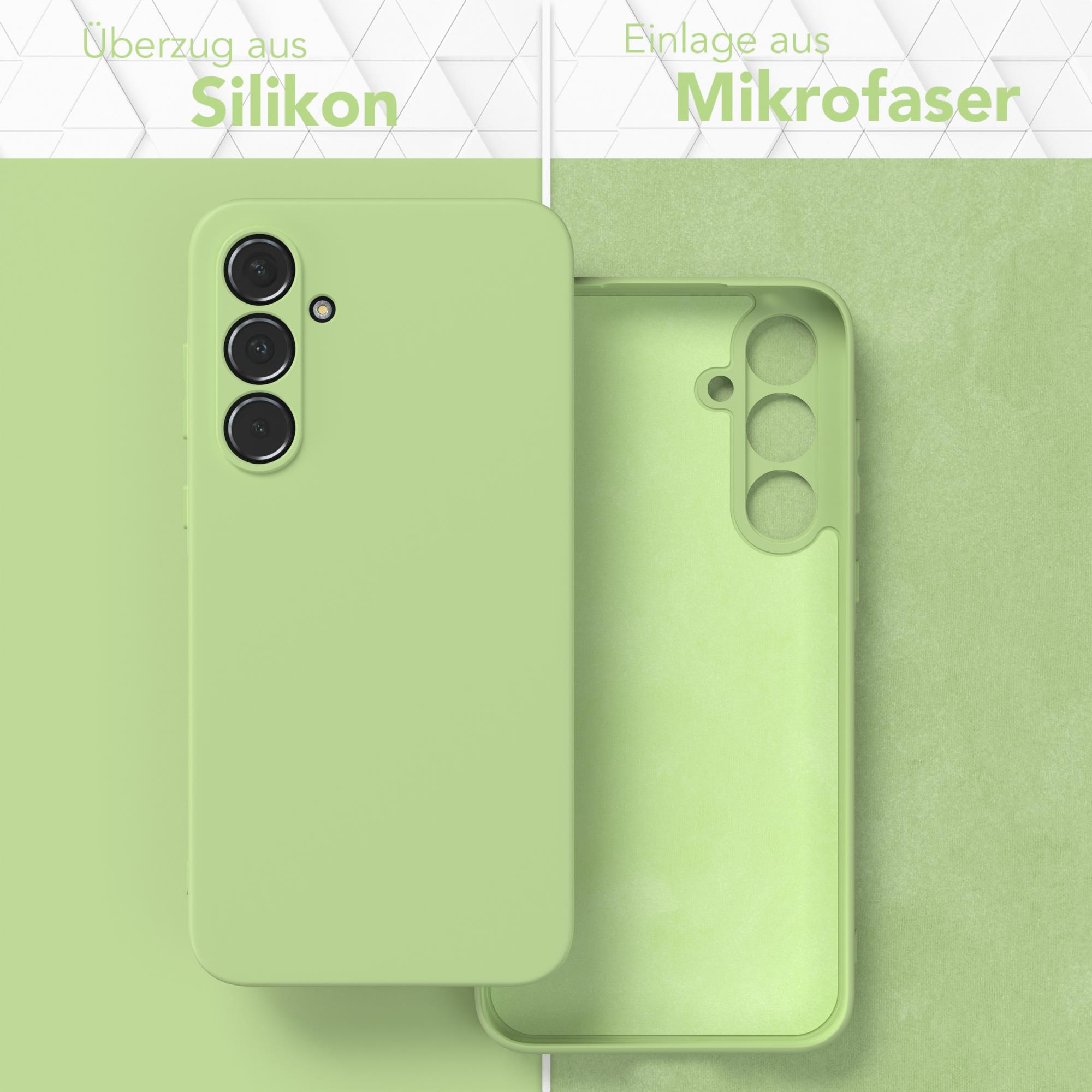Handyhülle: Silikon außen und Mikrofaser innen, in Hellgrün.