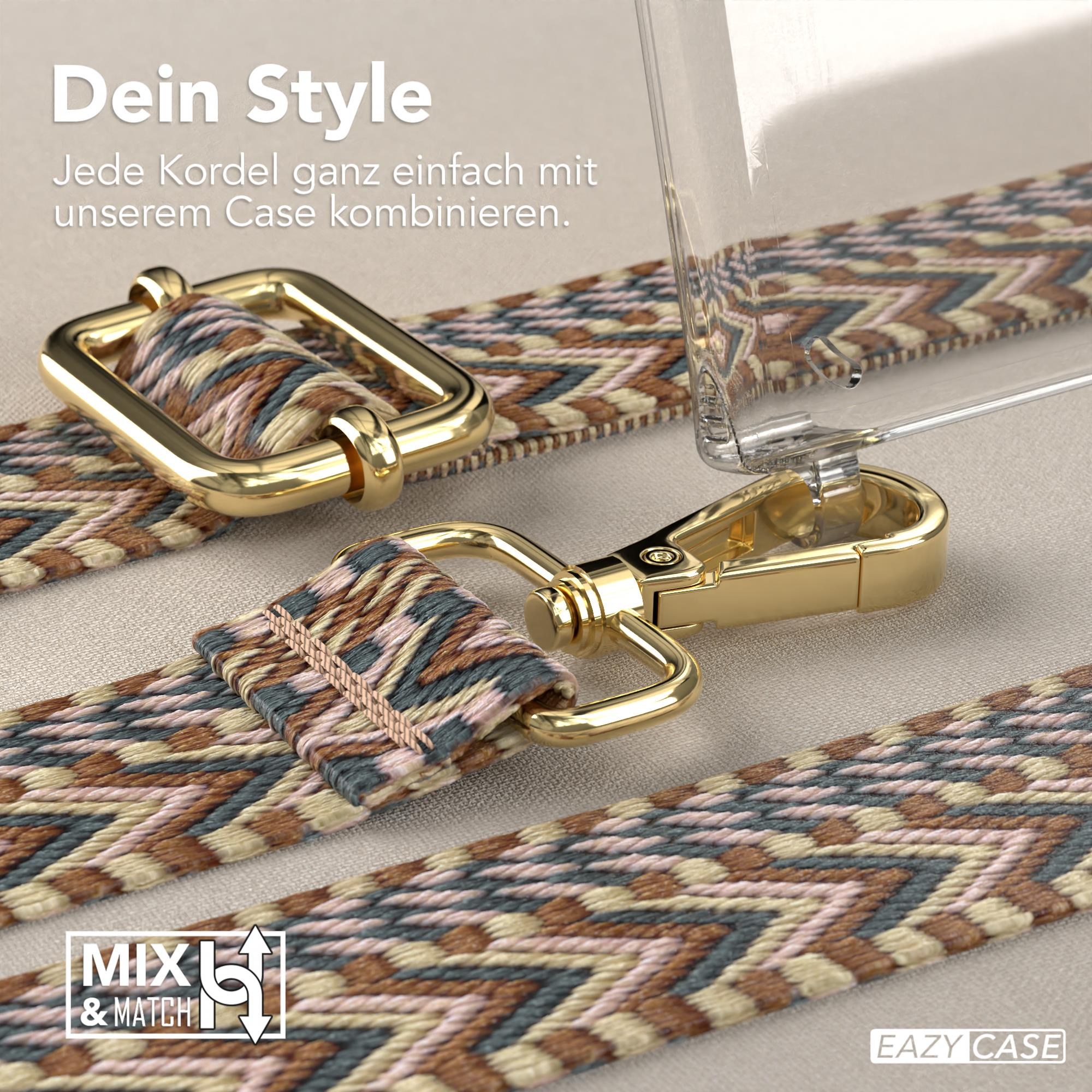 Handyhülle mit Riemen, Schnalle und Text zur Kombination mit der Hülle.
