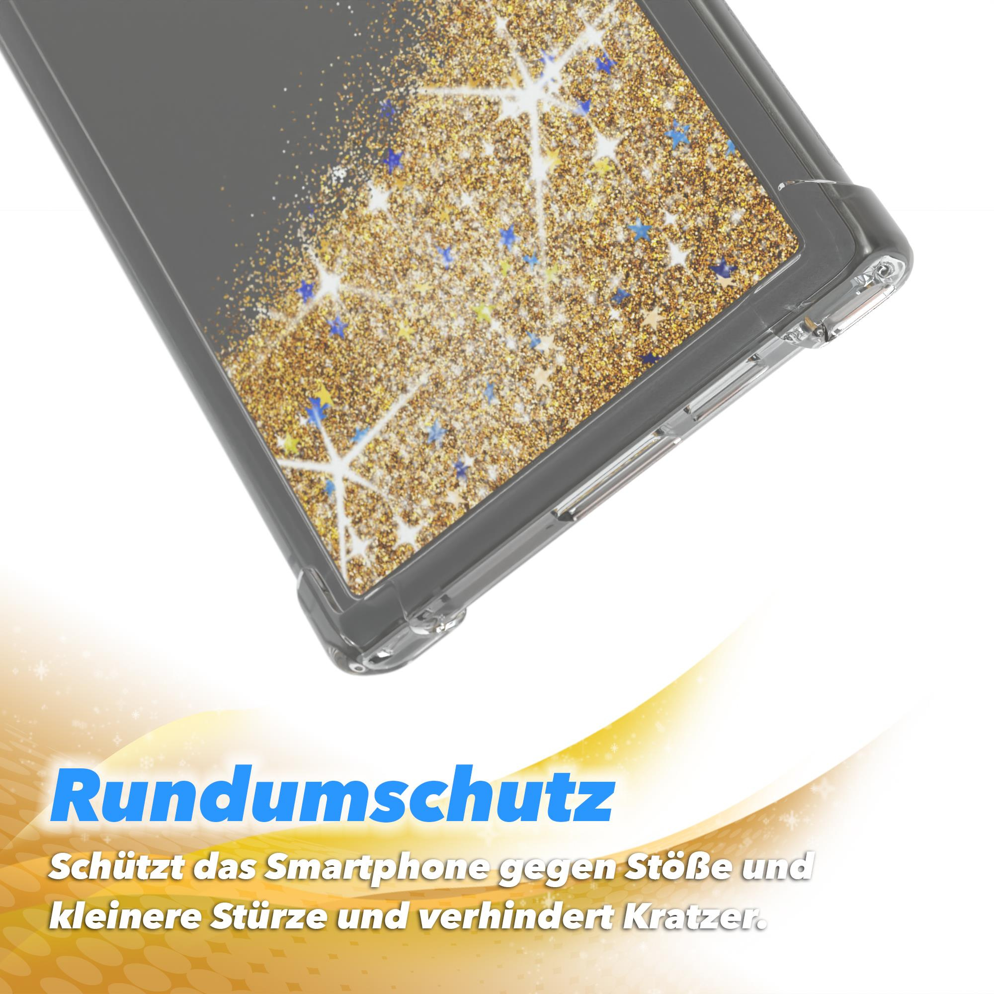 Eine Handyhülle mit Glitzerdesign.