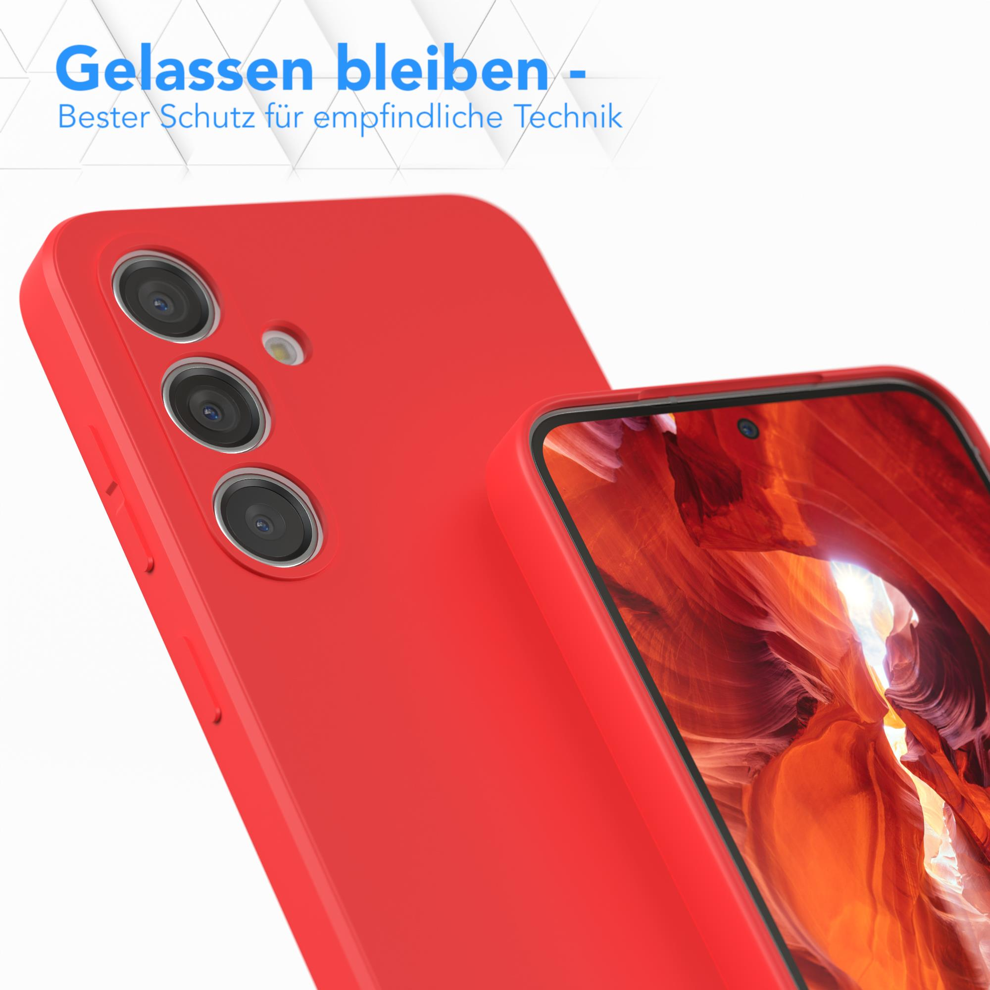 Rote Handyhülle mit zwei Kameralöchern. Eine weitere Hülle im Hintergrund.