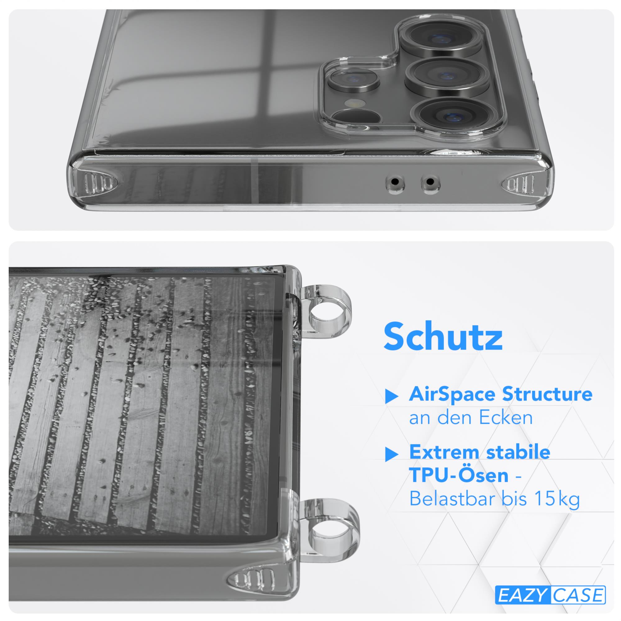 Nahaufnahme einer Handyhülle mit Schutzmerkmalen. AirSpace Structure und TPU-Ringe sind sichtbar.
