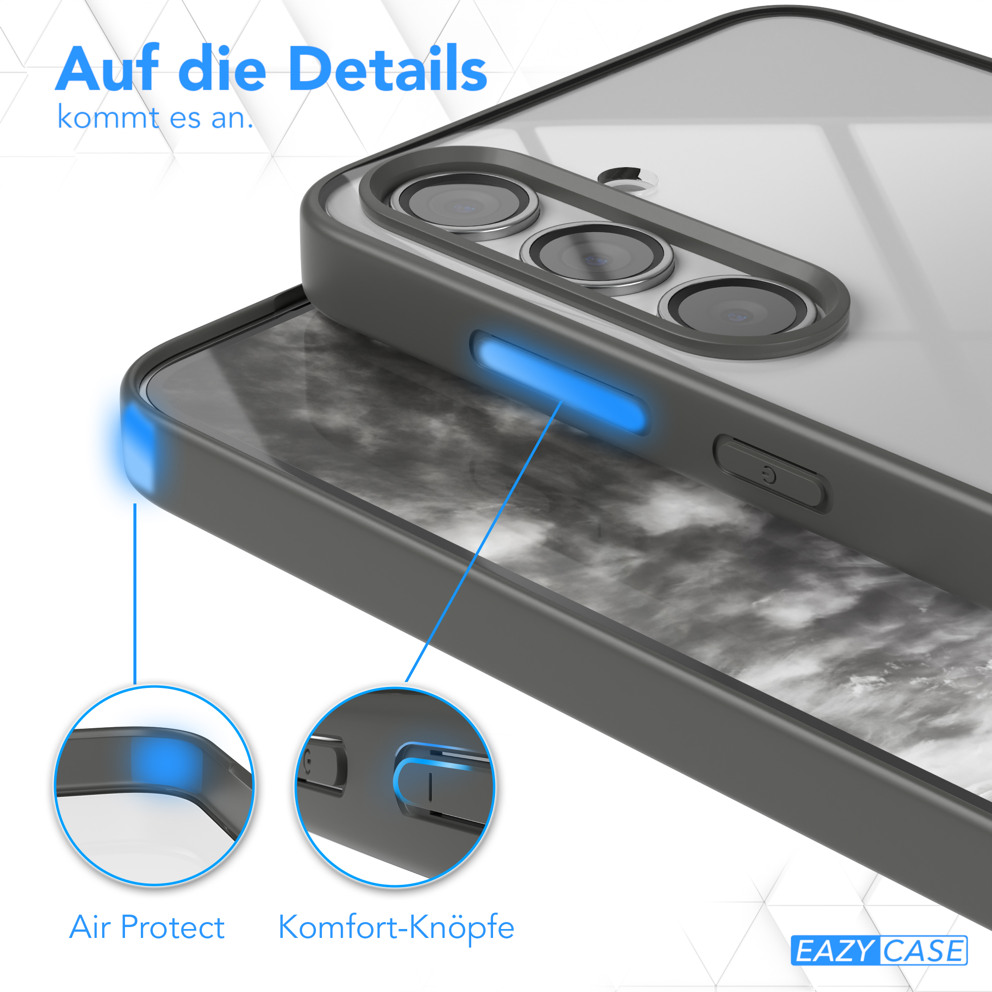 Nahaufnahme der Handyhülle mit Air Protect und Komfort-Tasten.