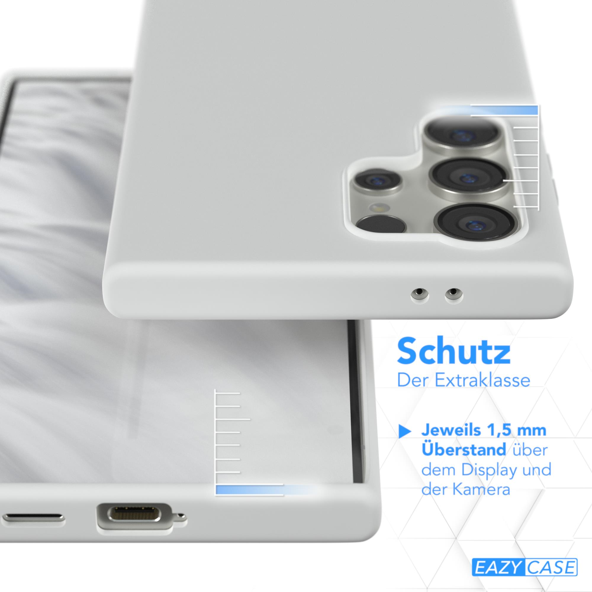 Weiße Handyhülle über einem Telefon. Schutzfunktionen.