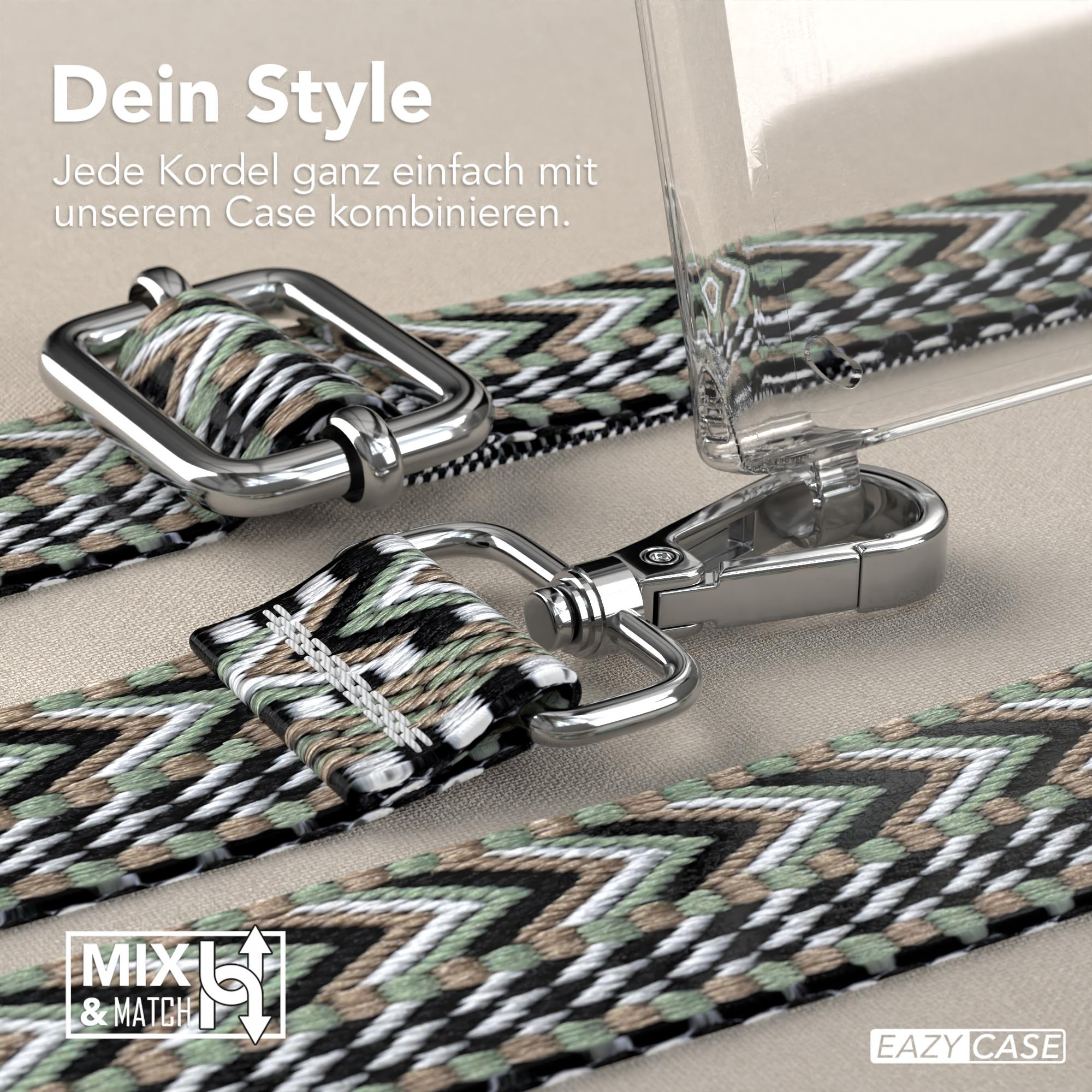 Nahaufnahme der Handyhülle mit Riemen. Zeigt, wie man es mit der Hülle kombinieren kann.