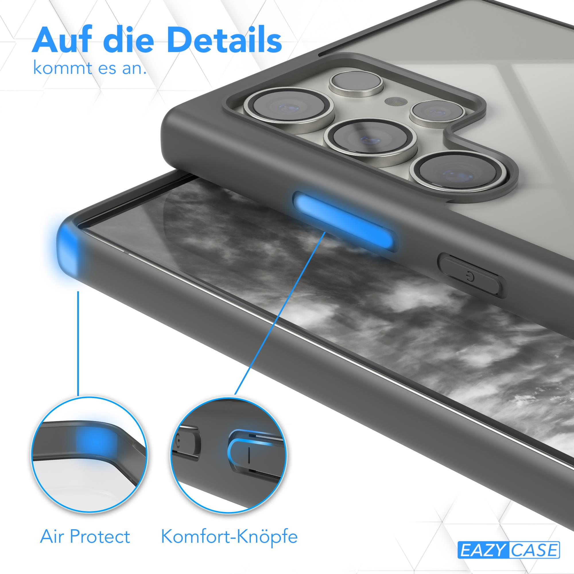Eine Handyhülle mit einem Telefon darin. Der Text lautet Air Protect und Komfort-Knöpfe.
