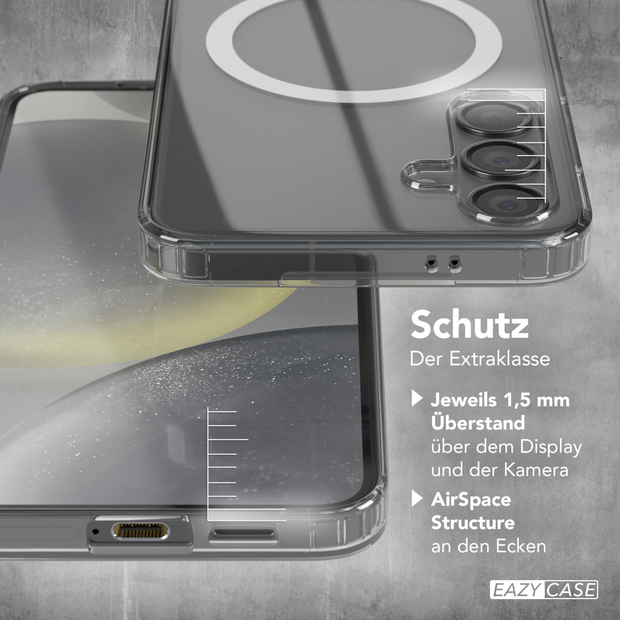 Klare Handyhülle, die ein Telefon schützt. Merkmale sind erhöhte Kanten und eine AirSpace-Struktur.