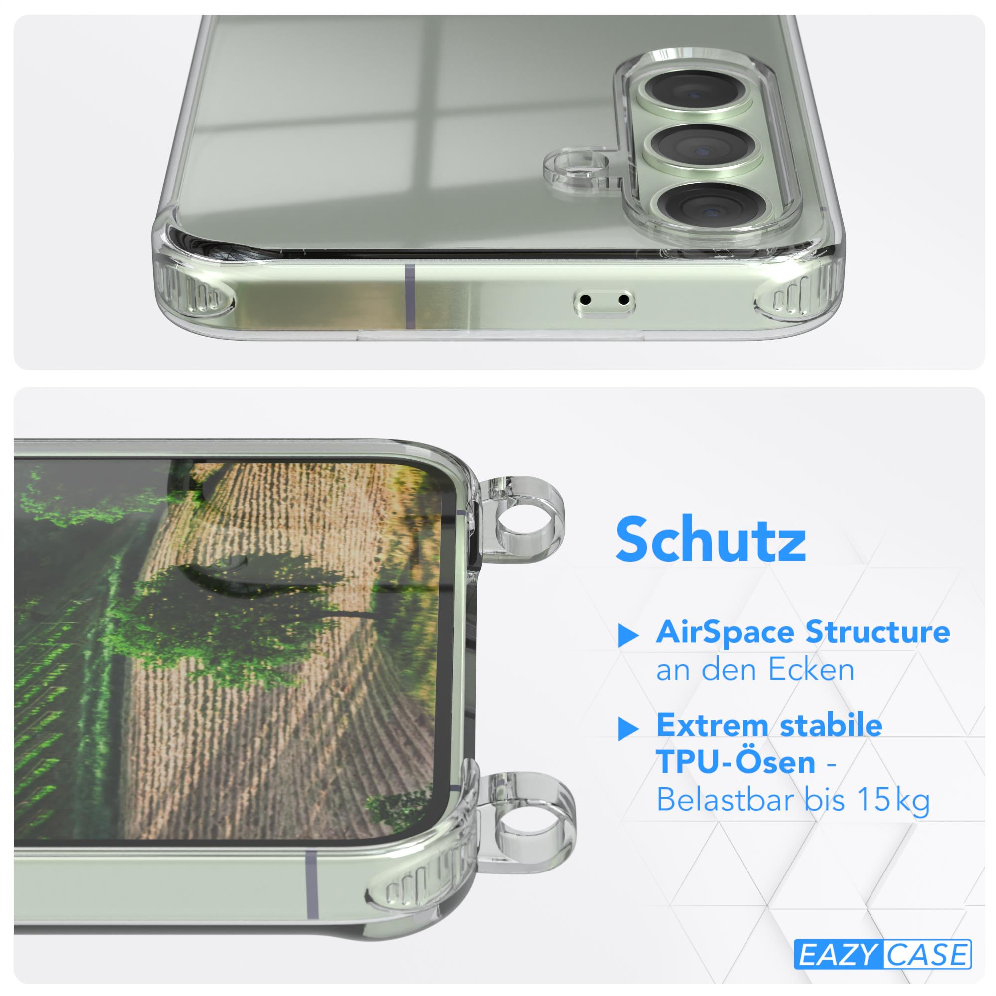 Nahaufnahme einer transparenten Handyhülle, die Design- und Schutzfunktionen zeigt.