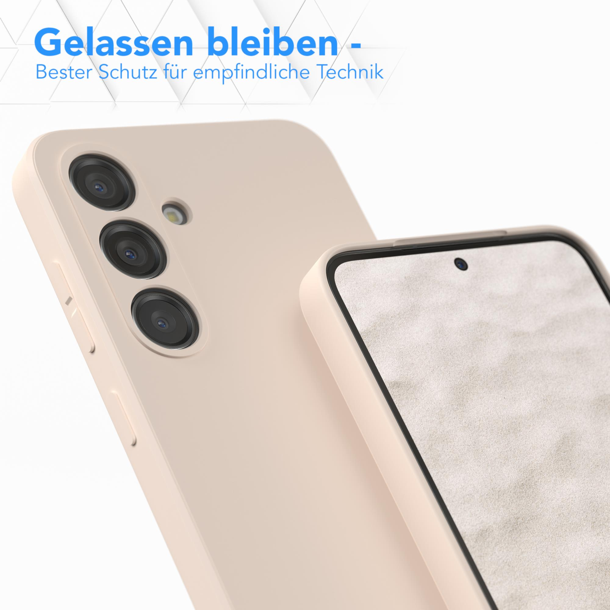 Ein Telefon und eine Hülle sind in Beige dargestellt.