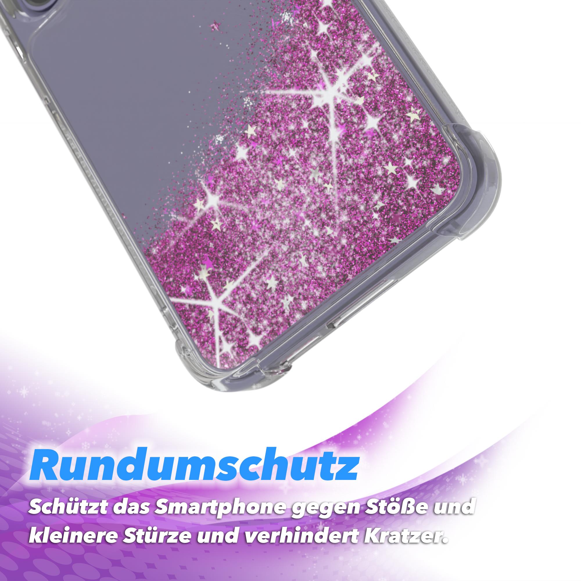 Handyhülle mit Glitzersternen, schützt das Telefon vor Kratzern.