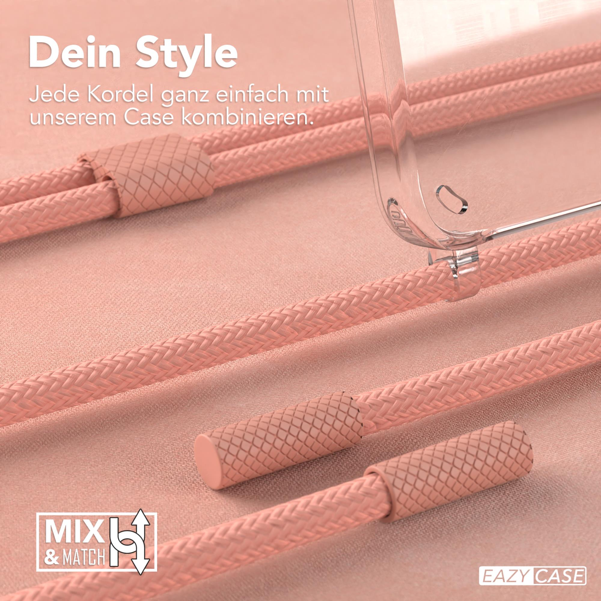 Nahaufnahme von rosa Kordeln für Handyhüllen, die Textur und Details zeigen.