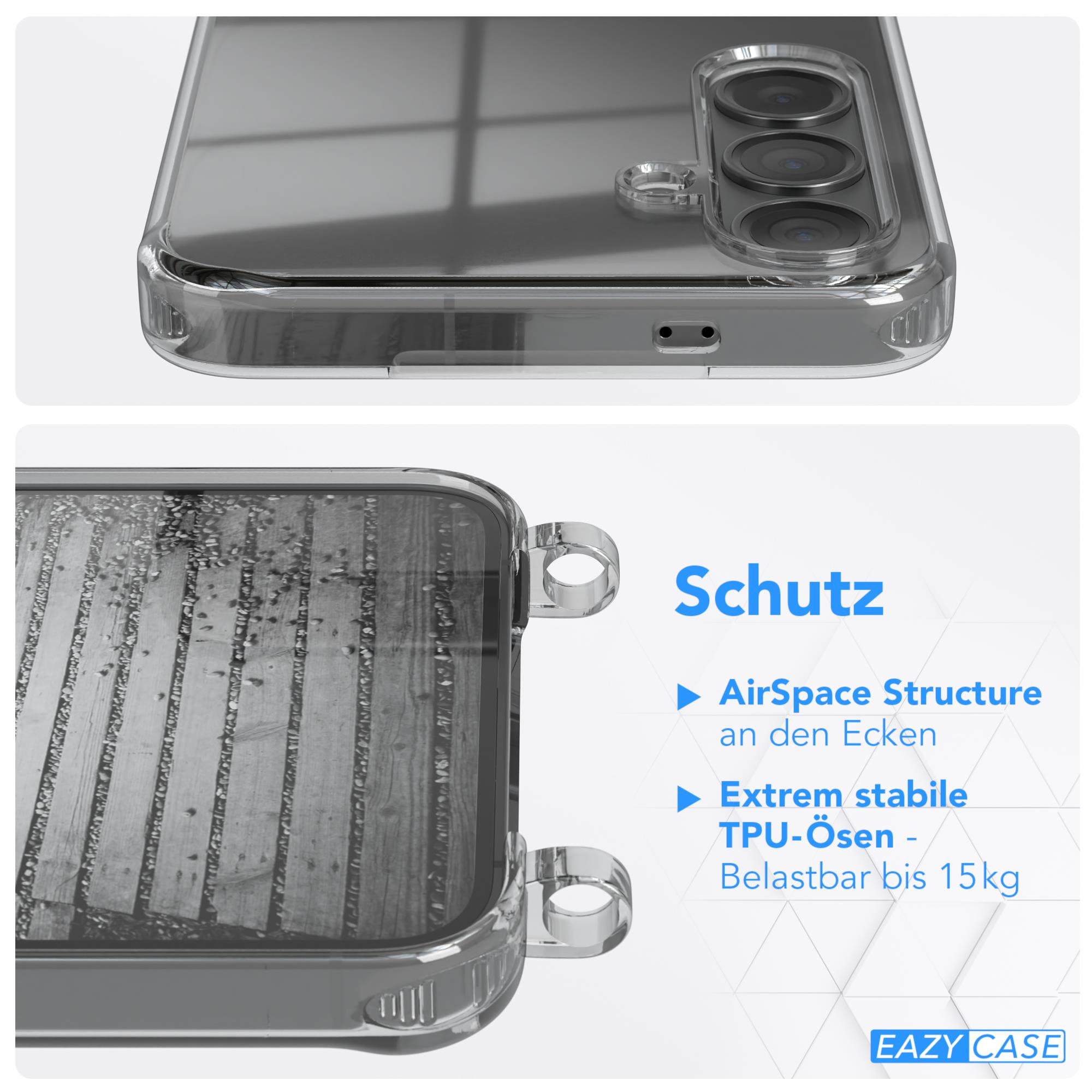 Nahaufnahme einer transparenten Handyhülle, die ihr Design und ihre Schutzfunktionen zeigt.