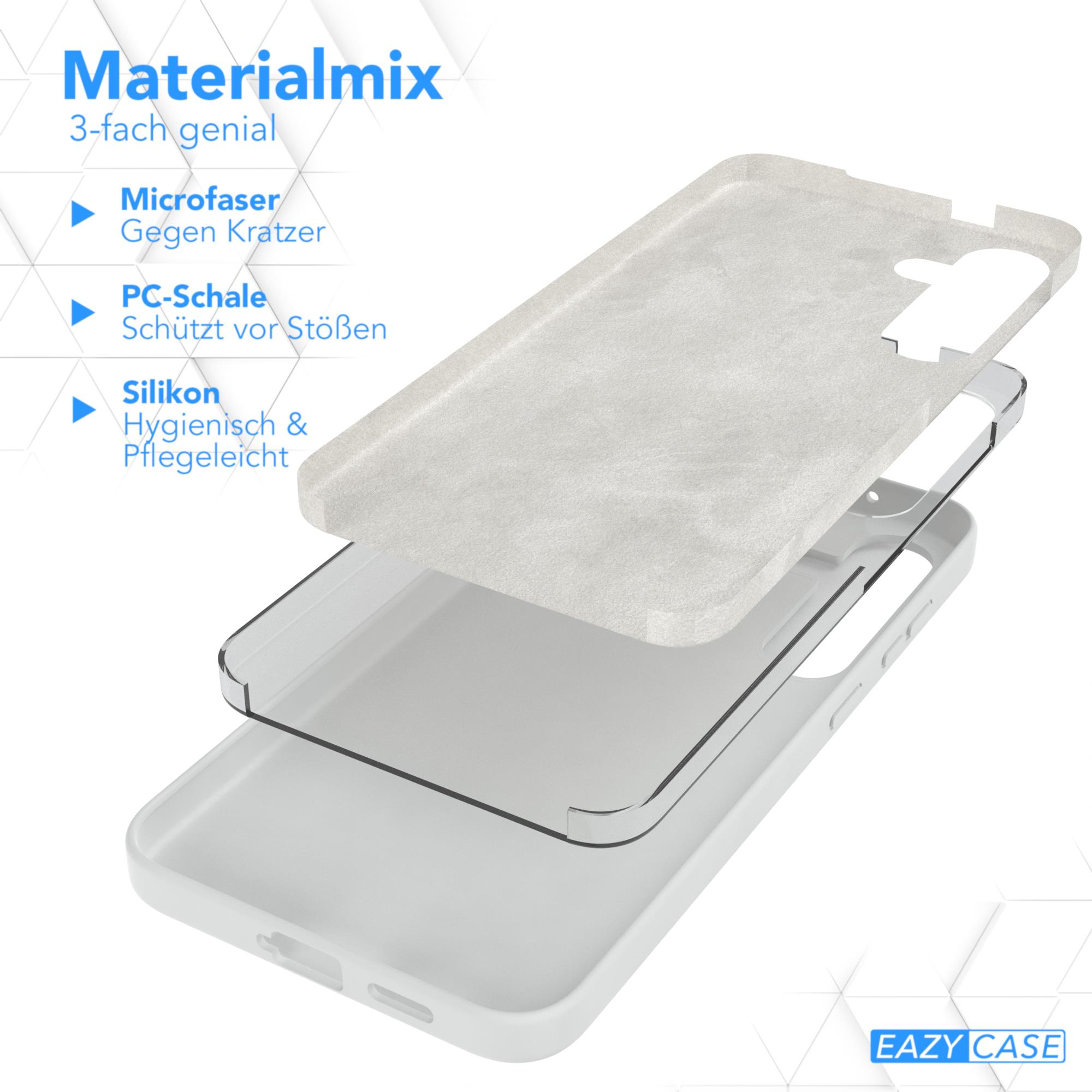 Handyhüllen-Materialmix: Mikrofaser, PC-Schale und Silikon.