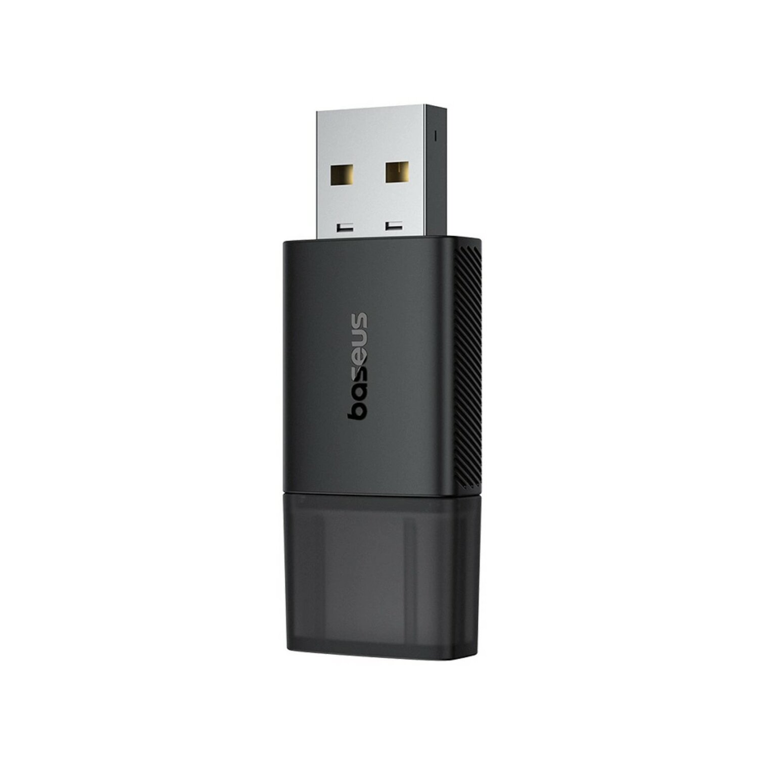 Czarny adapter USB-C do USB-A z logo 'baseus', na białym tle.