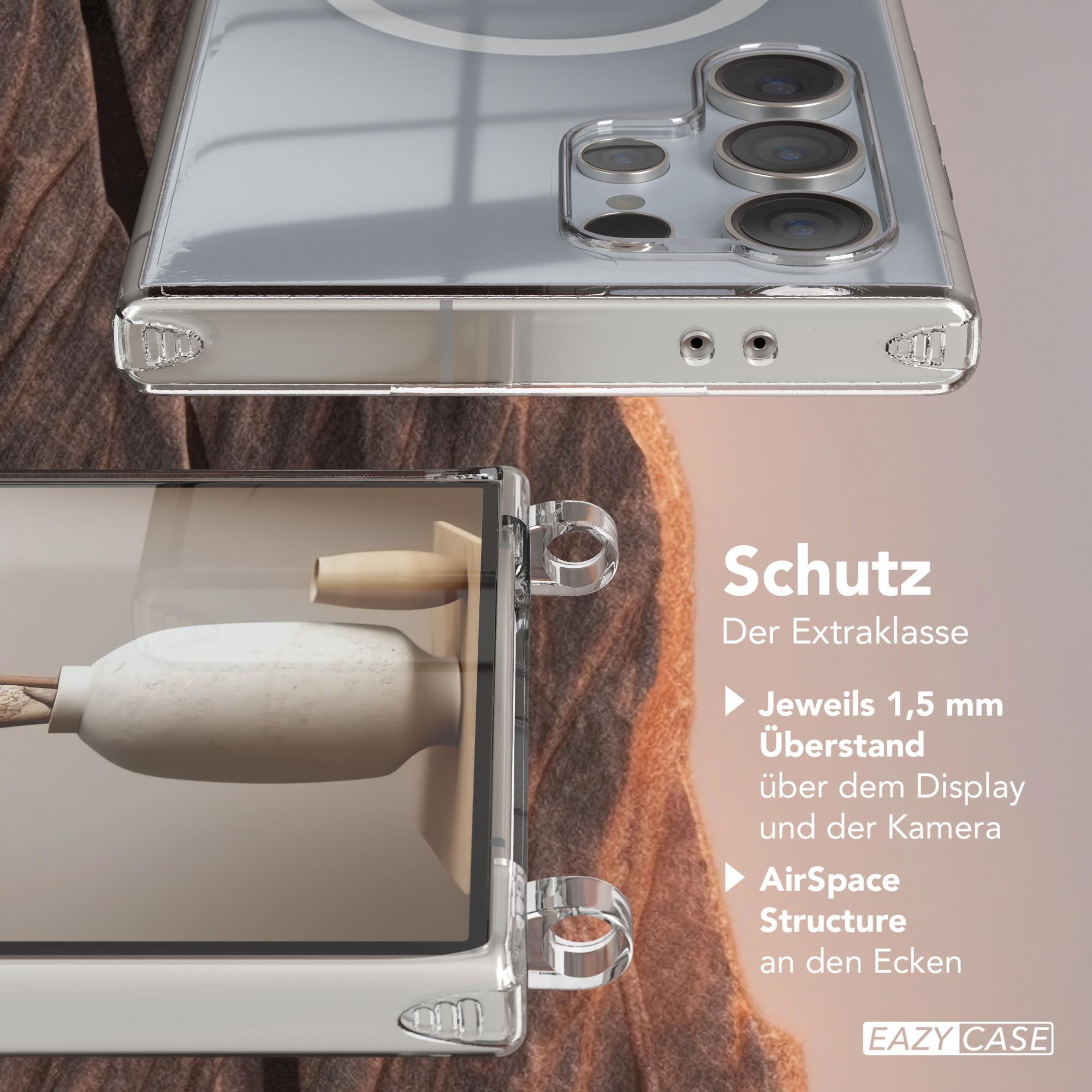 Handyhülle mit Vase. Text: Schutz, 1,5 mm über Display, AirSpace Structure.