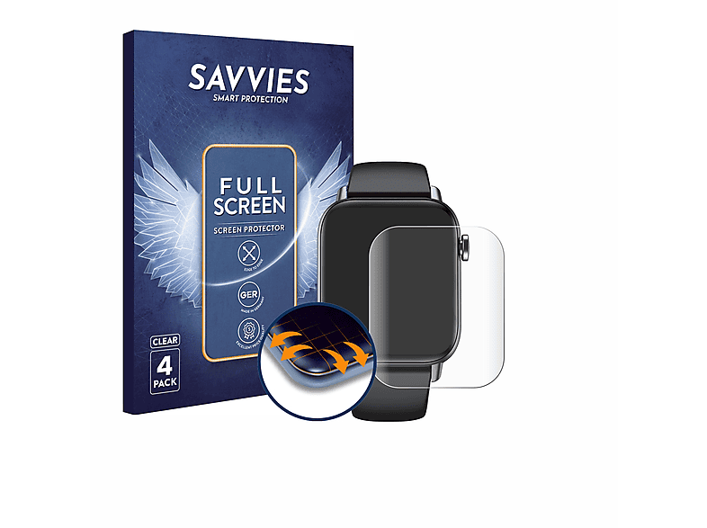 Beukei Pellicola Protettiva per Garmin Venu 2s, 3 pezzi protezione vetro [copertura totale curva 3D] [Anti-Graffio] [Senza Bolle][Durezza 9H ] vetrini