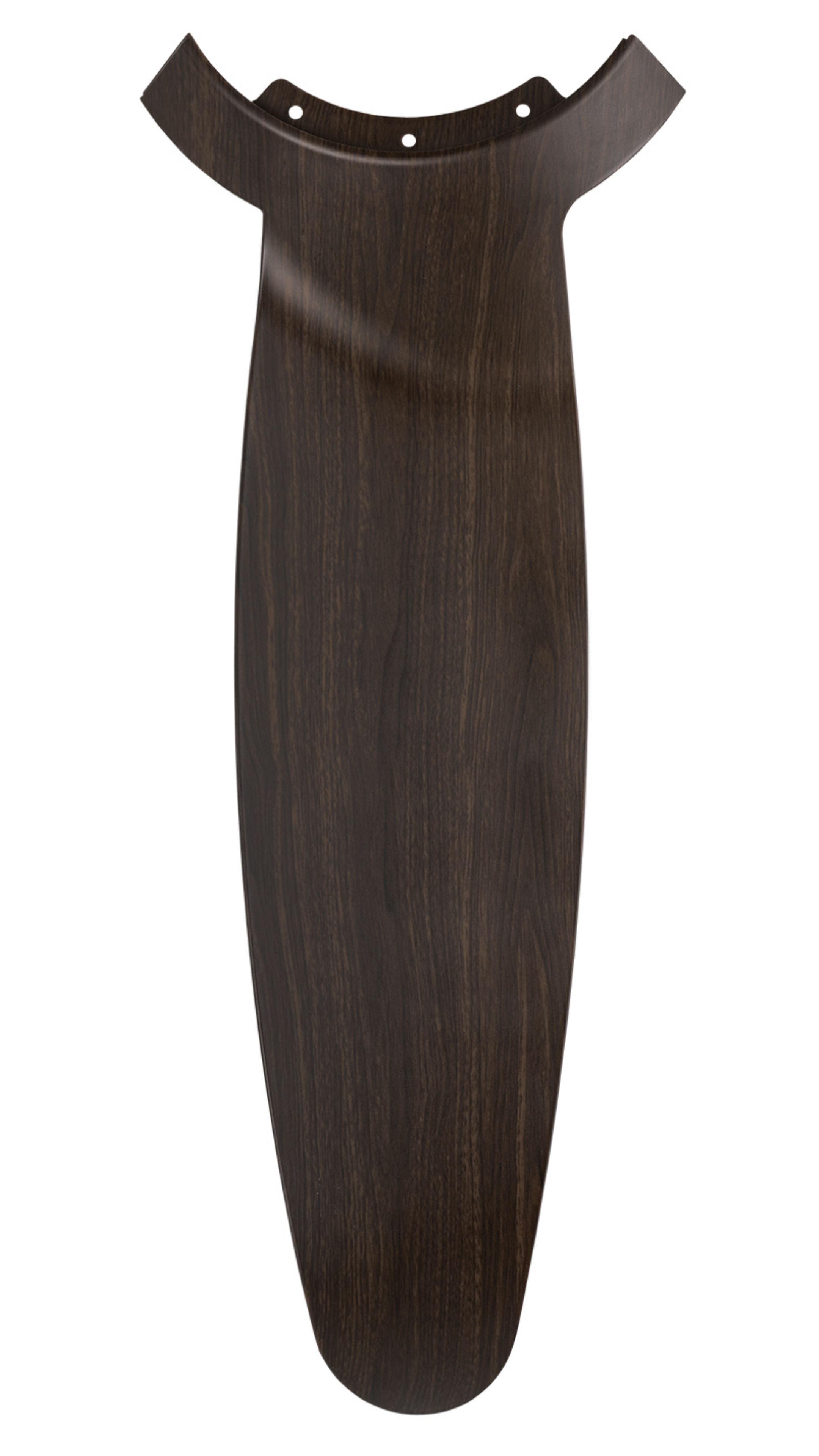 Una singola pala di ventola con venature del legno su sfondo bianco.