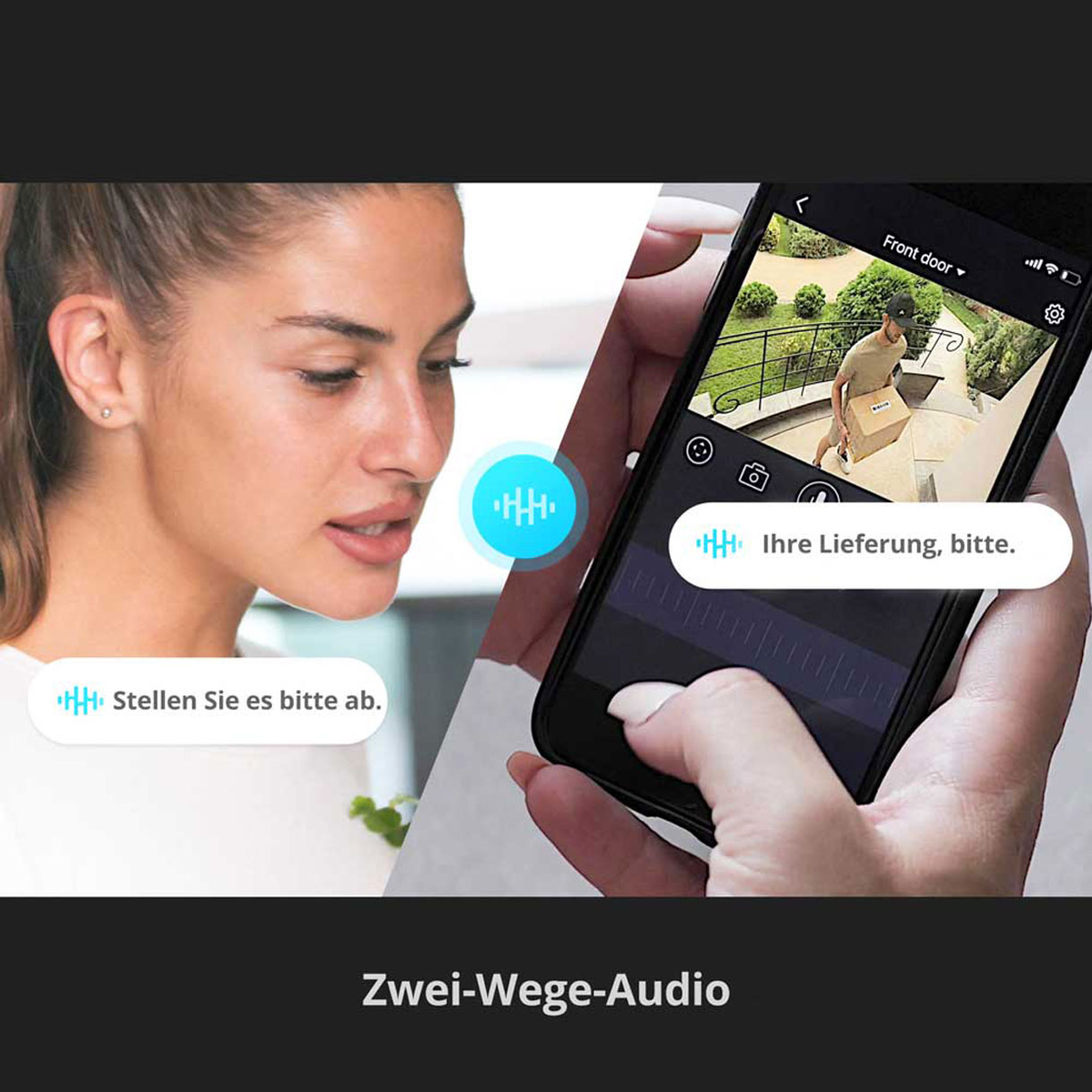 Kobieta wchodząca w interakcję z telefonem pokazującym dostawcę.