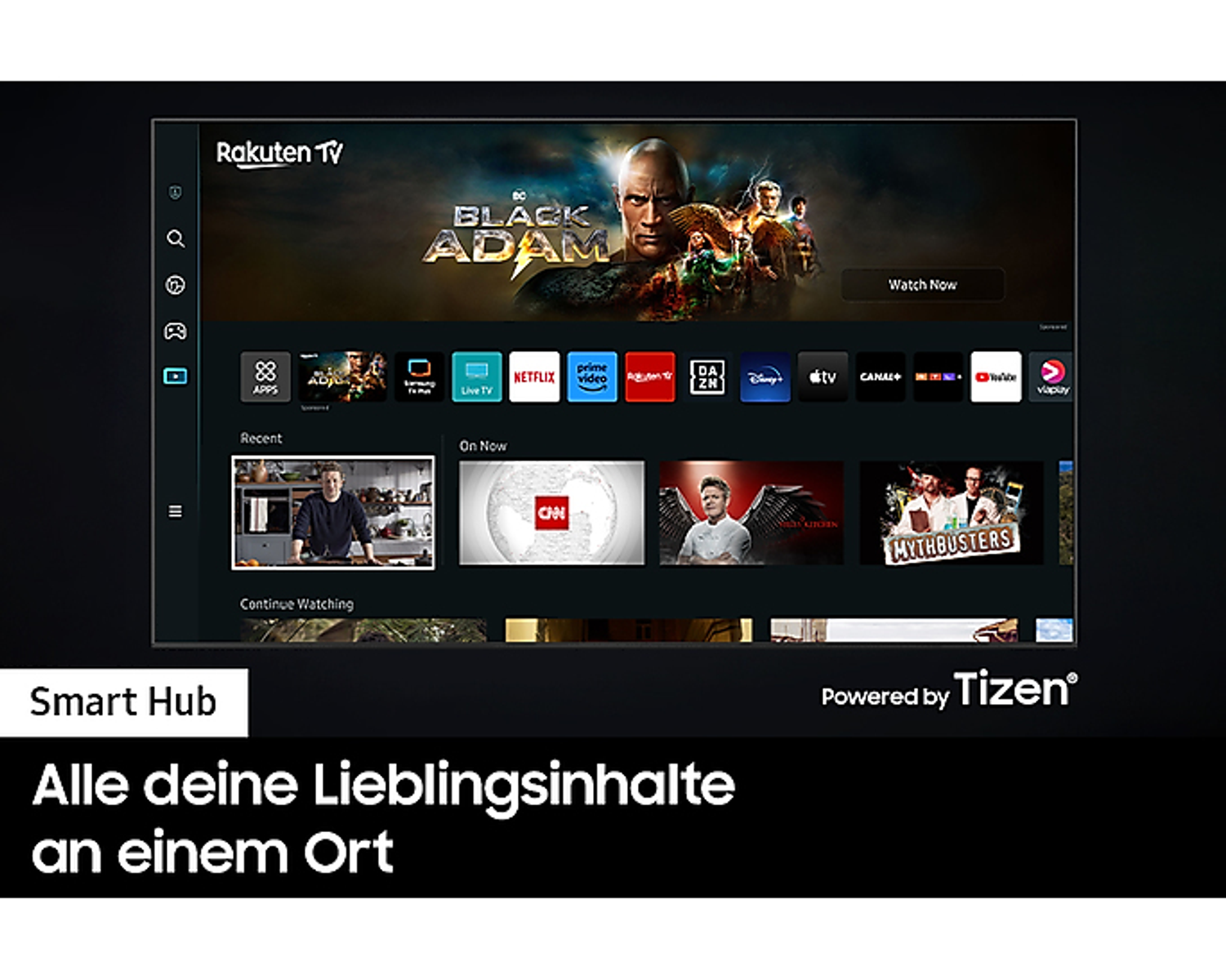 Ekran Smart TV wyświetla aplikacje i opcje filmów.