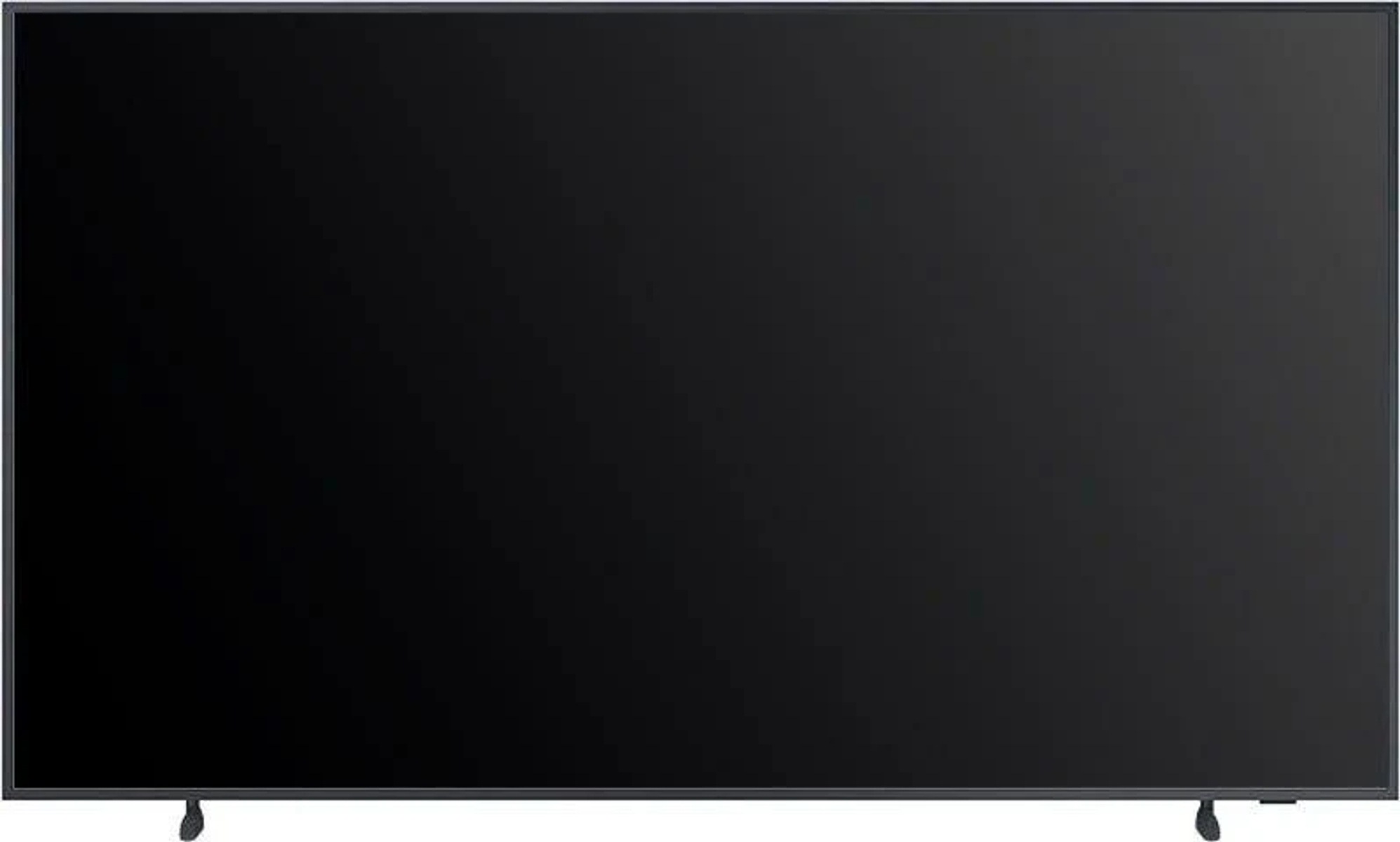 Duży czarny ekran telewizora, pokazujący jego wyświetlacz.