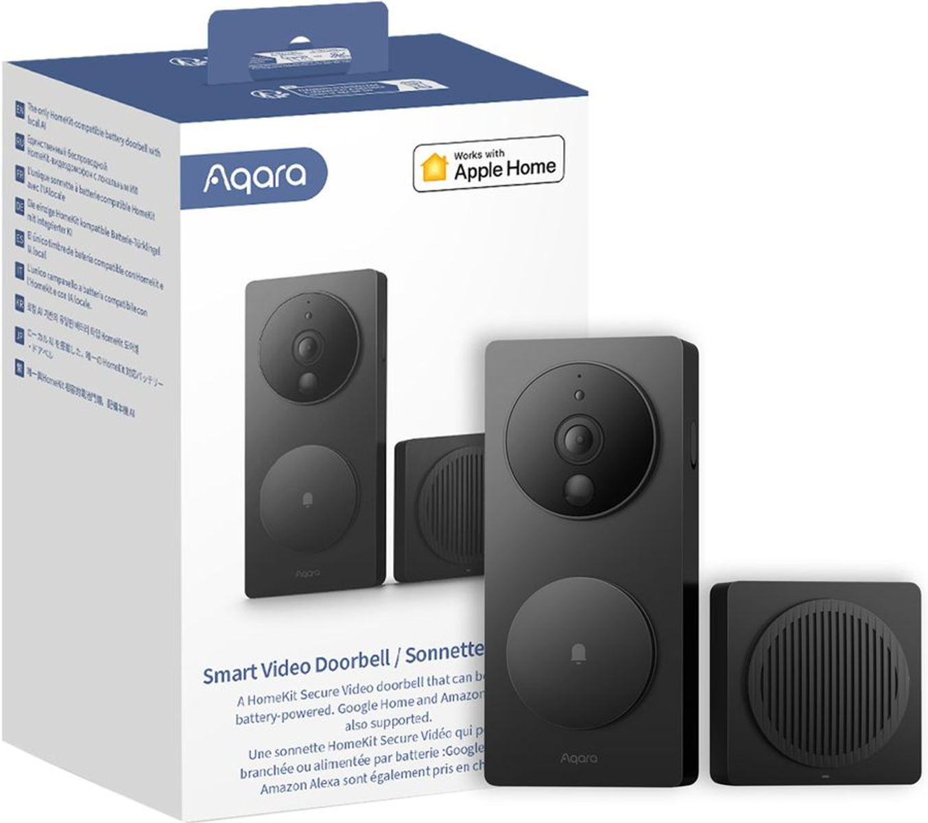 Smart Video Türklingel-Set mit Türklingel, Lautsprecher und Box.