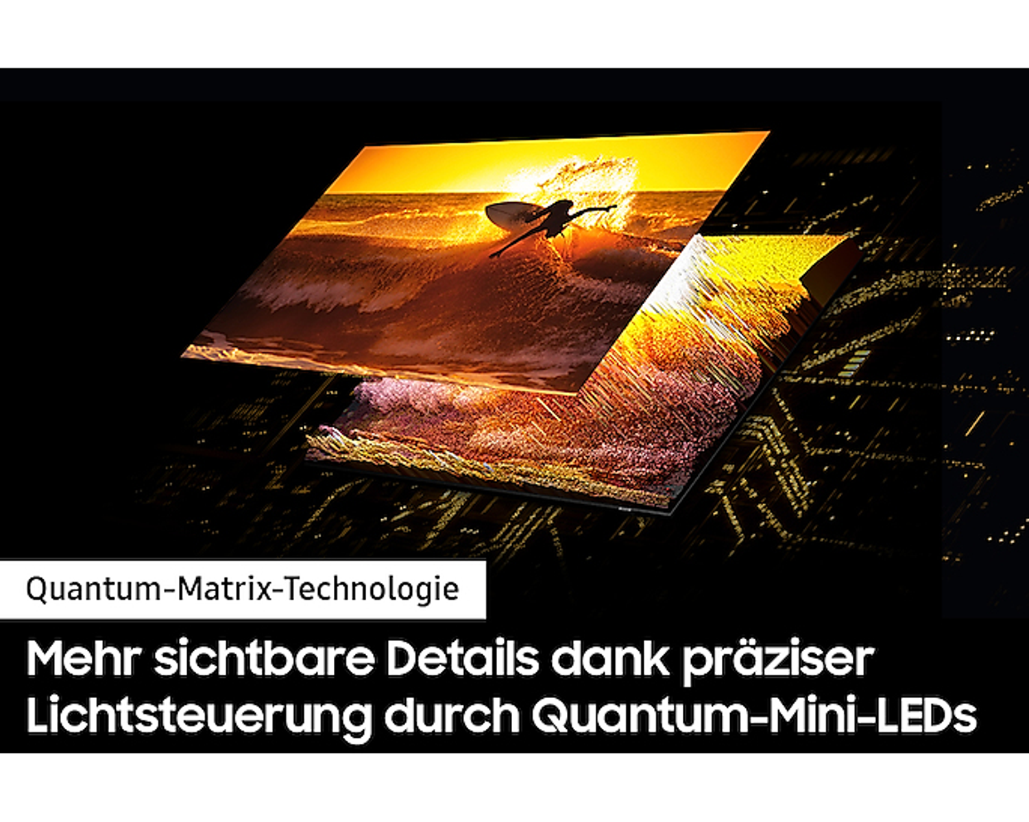 Ekran pokazuje zachód słońca i tekst.