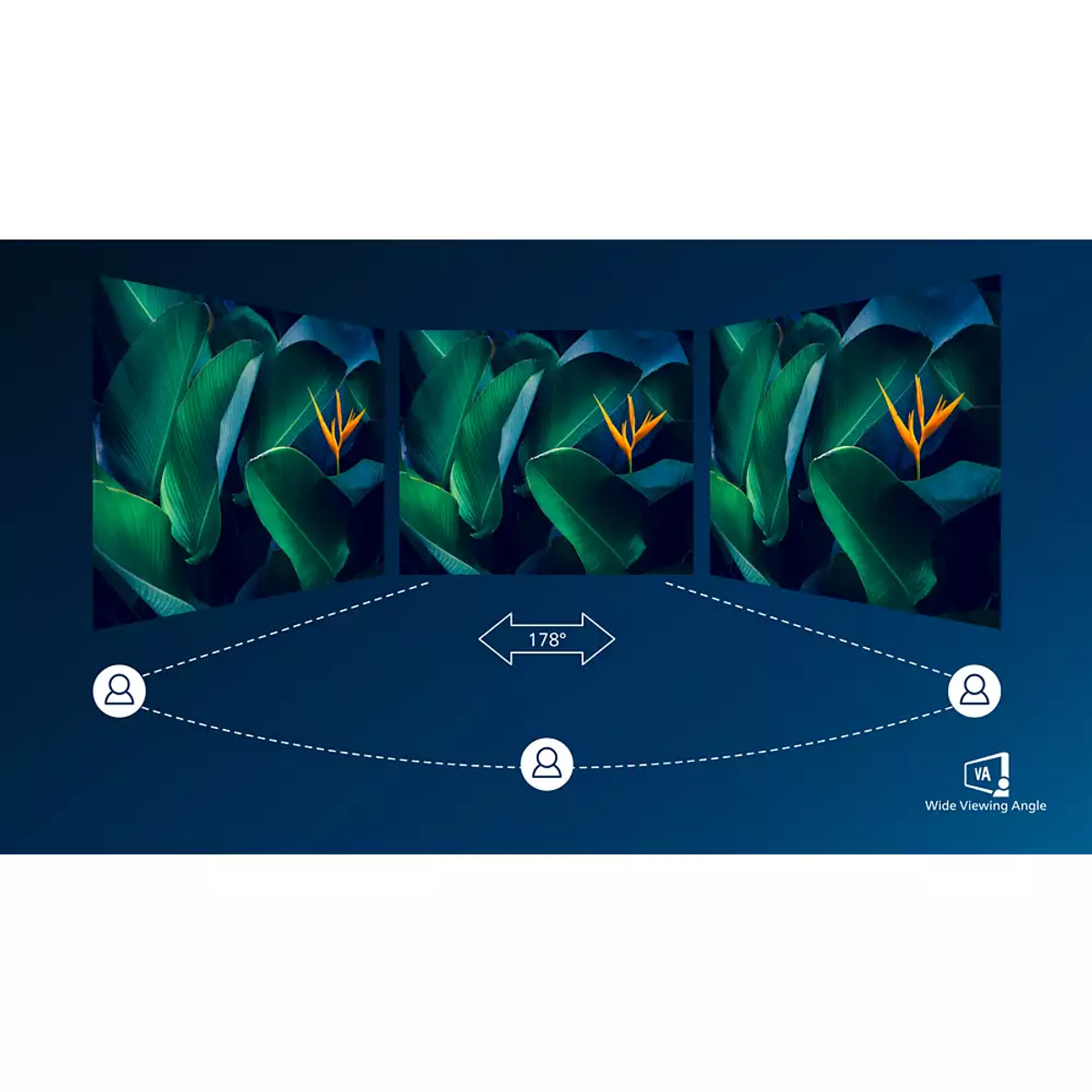 Panoramiczny wyświetlacz roślin z pomarańczowym kwiatem i trzema postaciami.