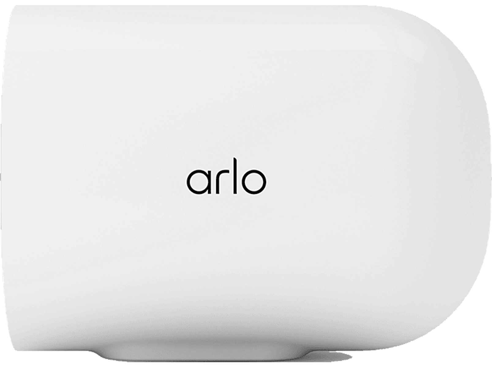 Biała kamera bezpieczeństwa Arlo z logo Arlo z przodu.