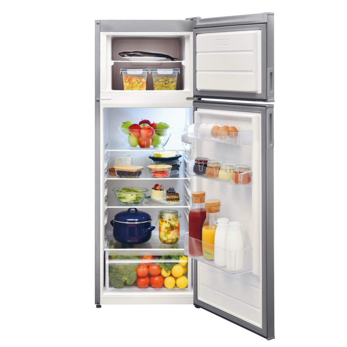 FRIGORIFERO DOPPIA PORTA CANDY CDV1S514FS, 2 Porte, L 54 cm, Capacità netta totale 212 l, Rumorosità: 41 dB(A), 3 ripiani, Dimensioni: L 54 cm A 145 cm P 57 cm, Argento, Classe F