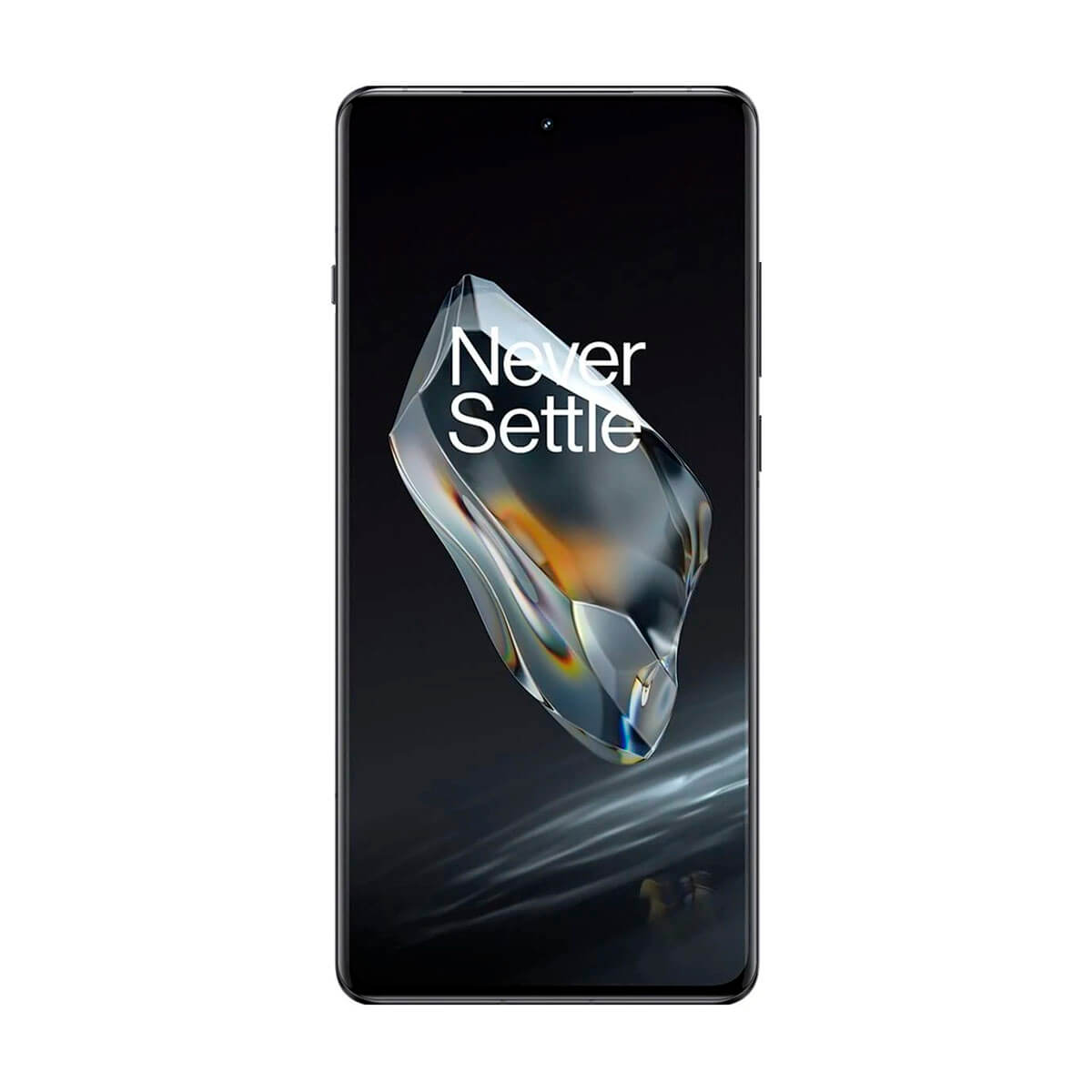 Zwarte smartphone met een groot scherm.