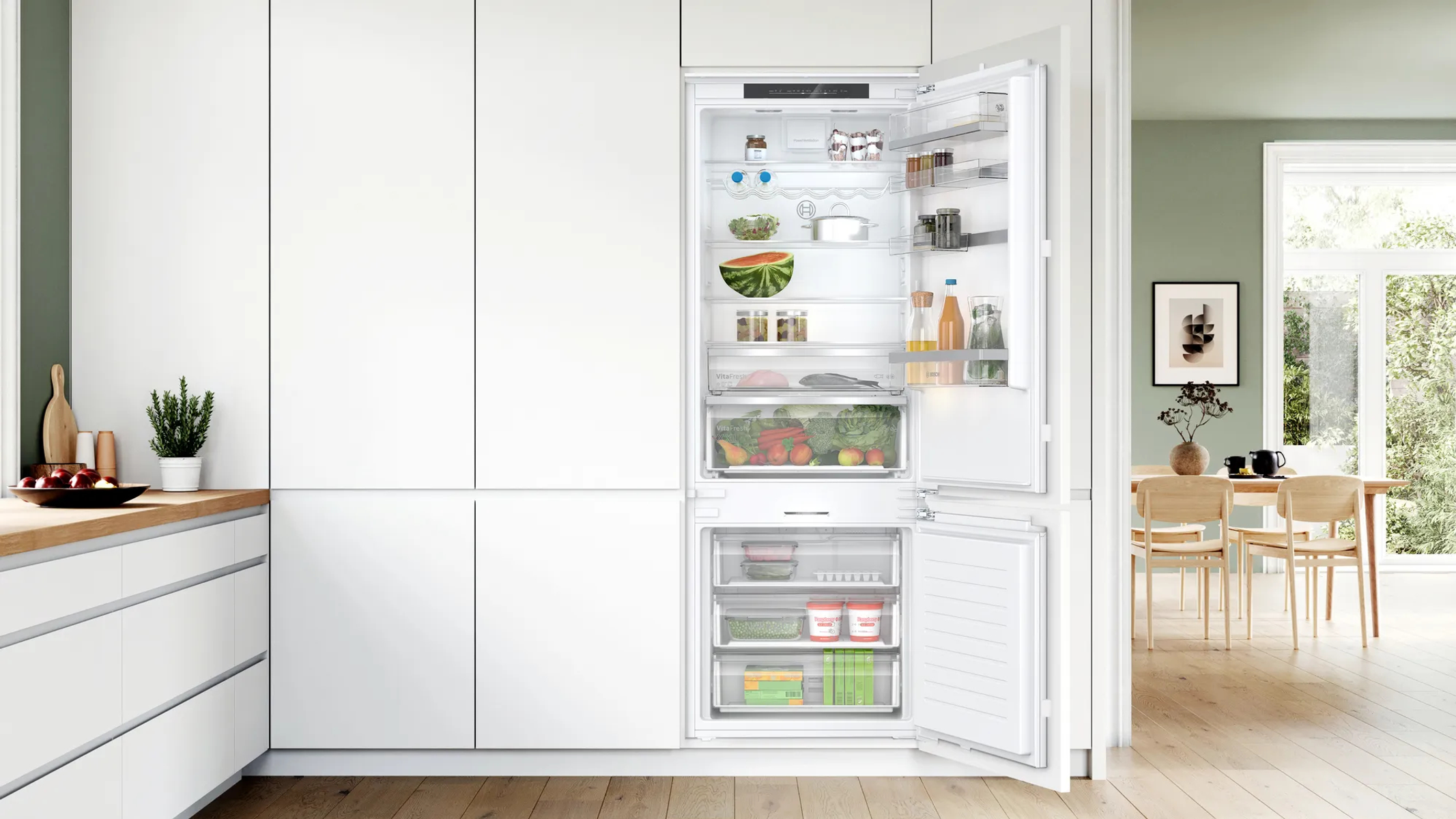 FRIGORIFERO INCASSO BOSCH Serie 4 KBN96ADD0, 2 Porte, L 70.8 cm, No Frost, Capacità netta totale 381 l, Rumorosità: 33 dB(A), LAN wireless, 4 ripiani, Dimensioni: L 70,8 cm A 193,5 cm P 54,80 cm, Bianco, Classe D
