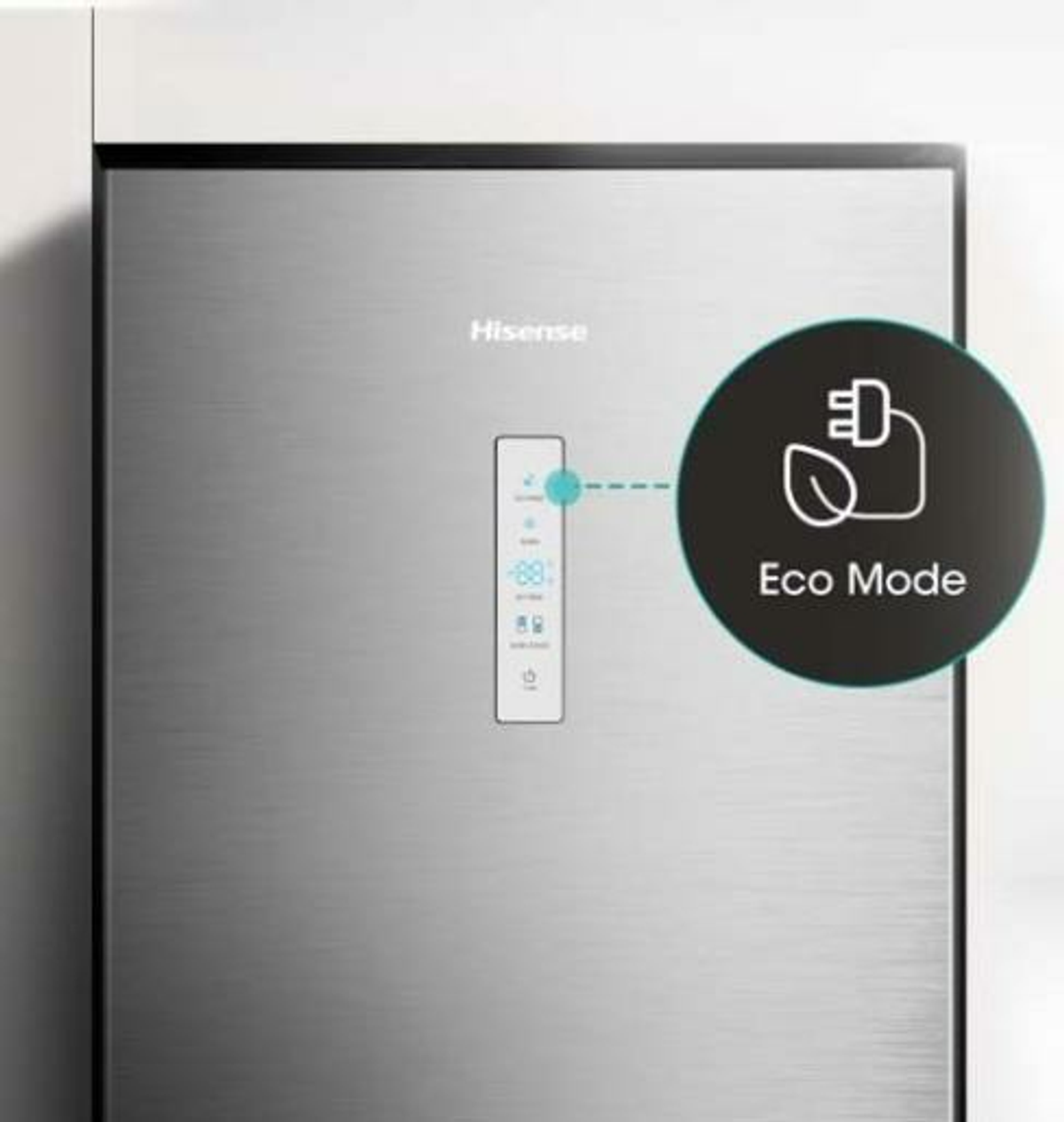 Un refrigerador con un panel de control que muestra el Modo Eco.