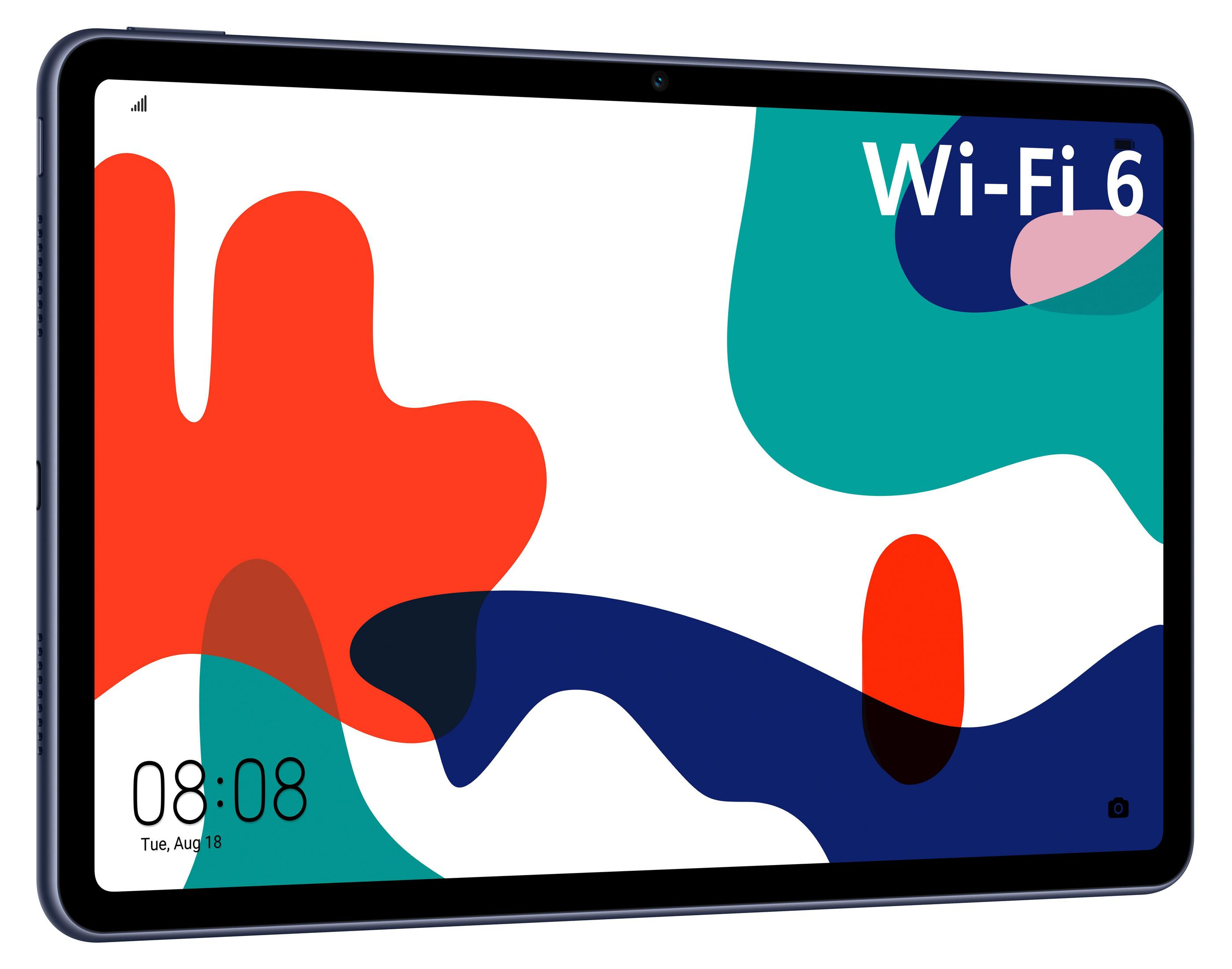 Tablet z kolorowym tłem i tekstem Wi-Fi 6.