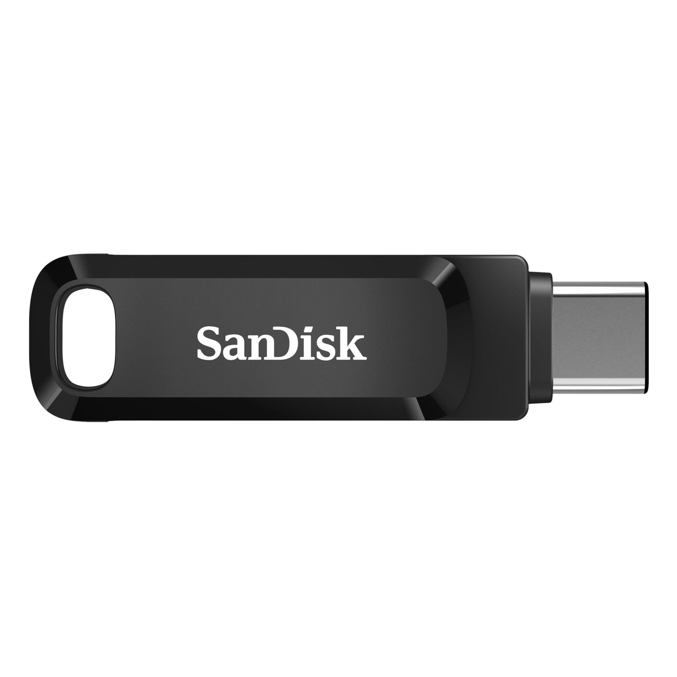Czarny pendrive SanDisk z złączem typu C.