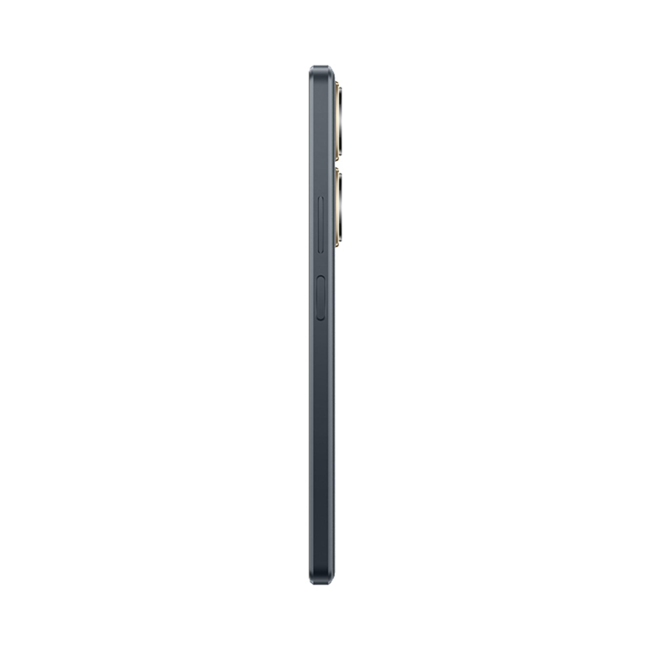 Schlankes Telefon in dunkler Farbe, Seite mit Kameraanordnung sichtbar.