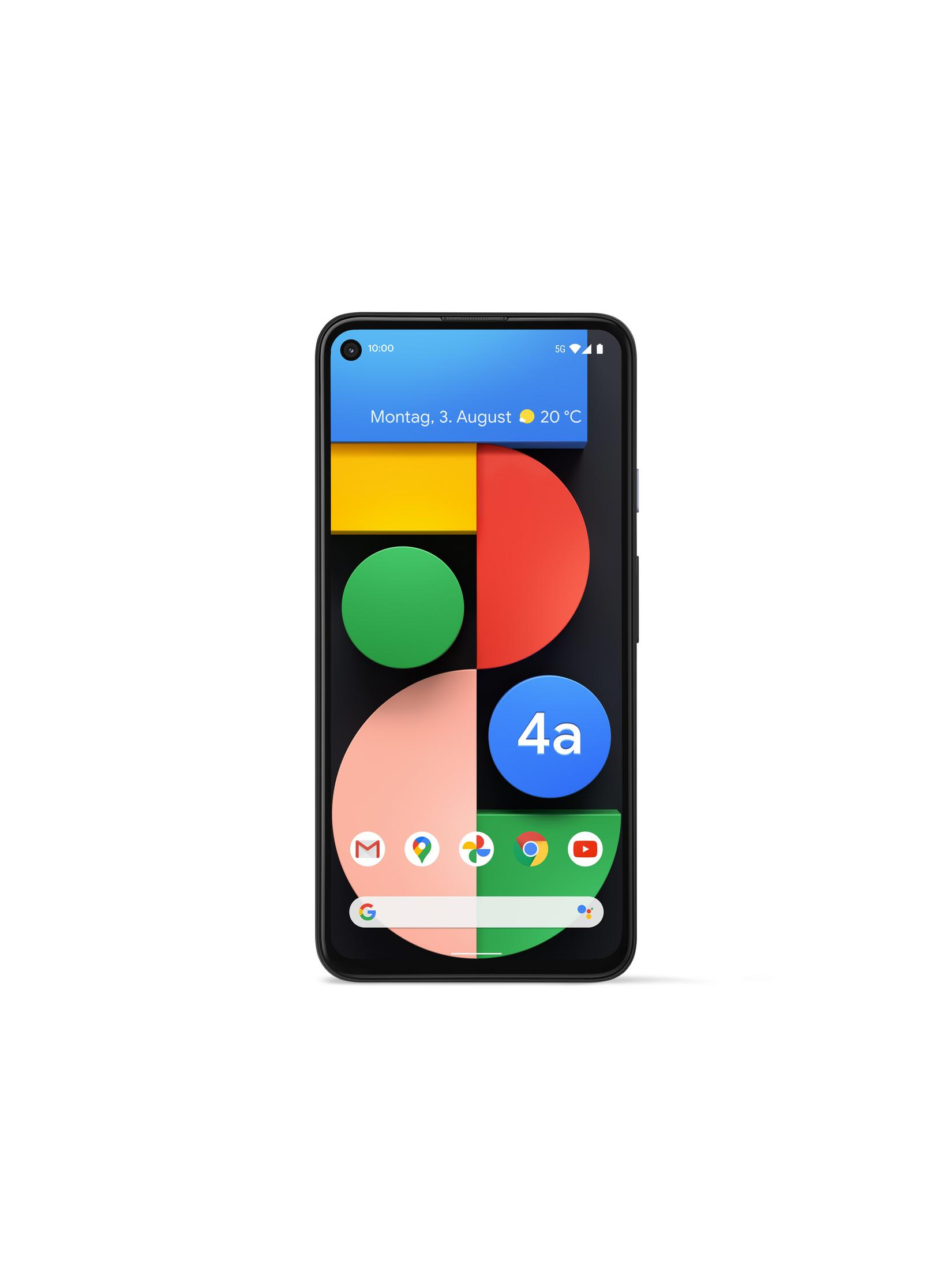 Smartphone mit einem bunten Hintergrundbild mit Kalender und Google Apps.