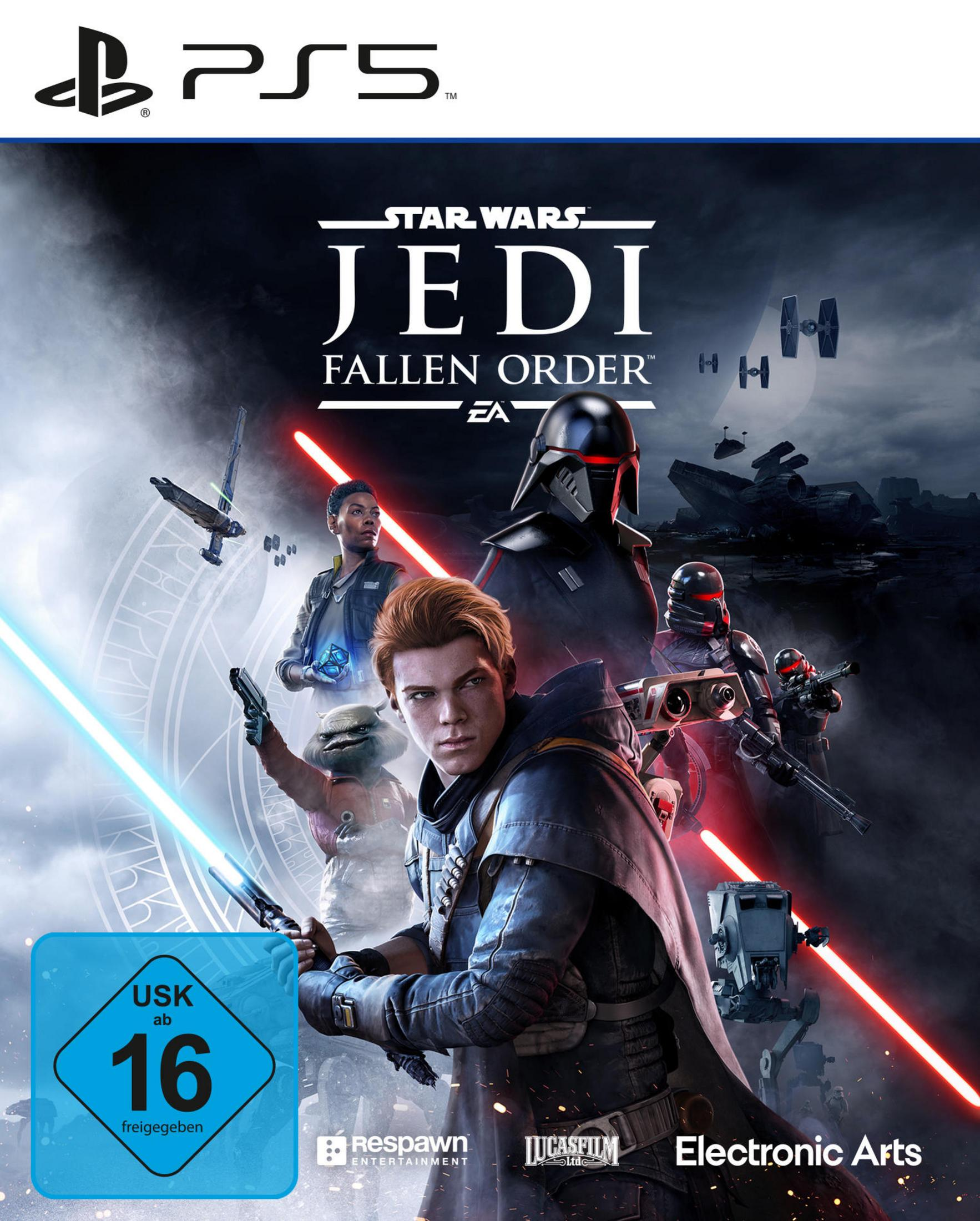Spielcover für Star Wars: Jedi Fallen Order. Charaktere und Logo sind sichtbar.