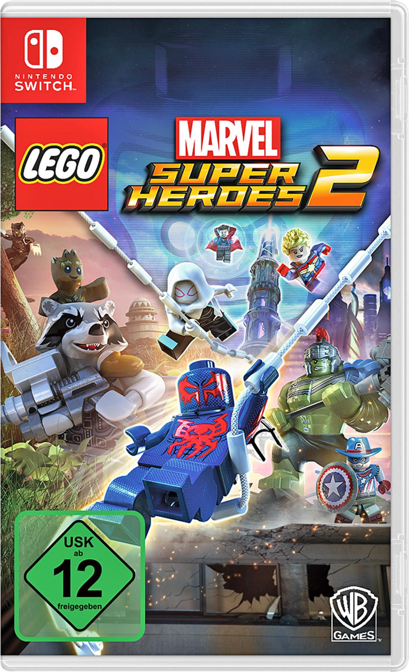 Lego Marvel Super Heroes 2 Spiel. Das Cover hat Lego-Charaktere von Marvel-Superhelden.