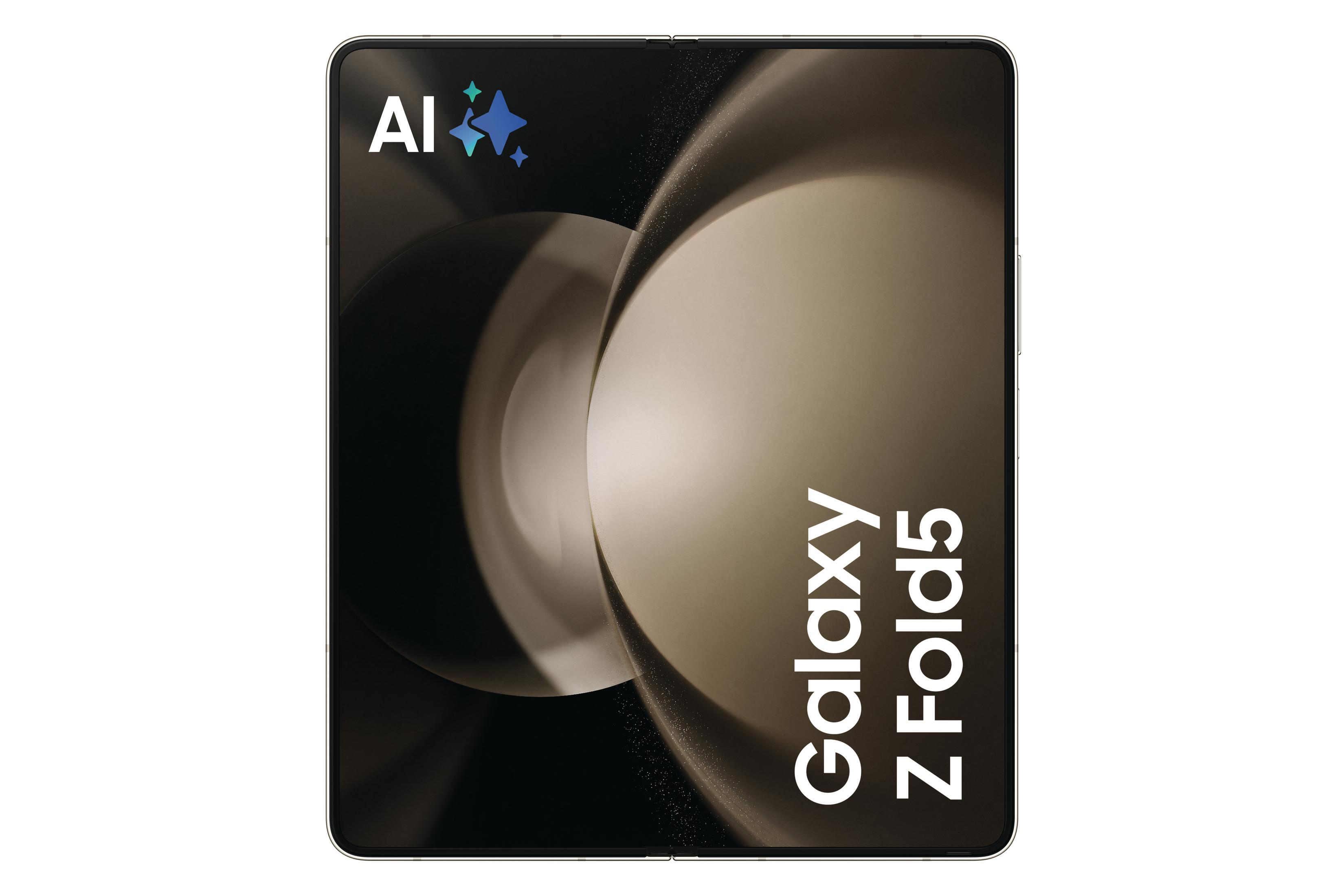 Zamknięty tablet z tekstem Galaxy z Fold5.