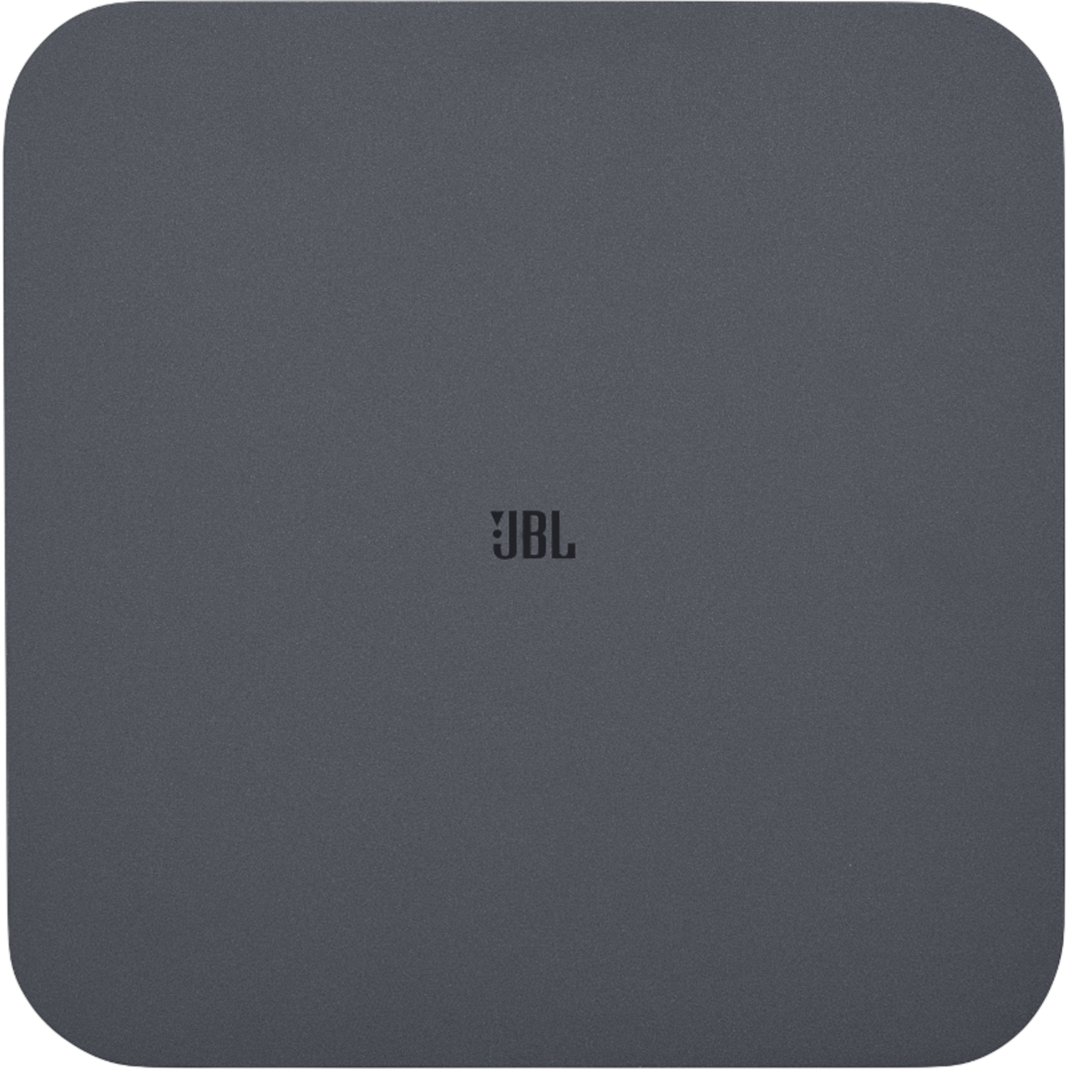 Ortasında JBL logosu bulunan gri kare JBL hoparlör.